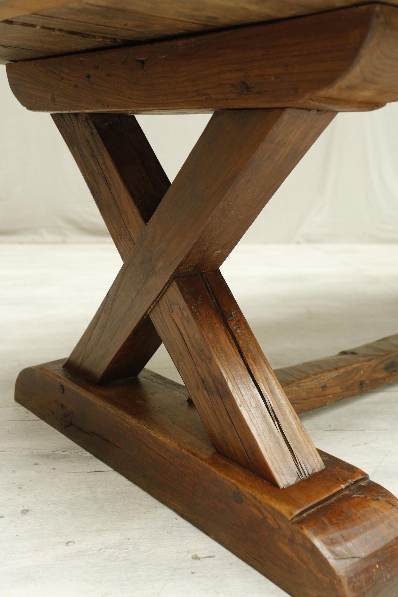 Early 20th Century Oak x Frame Dining Table 9