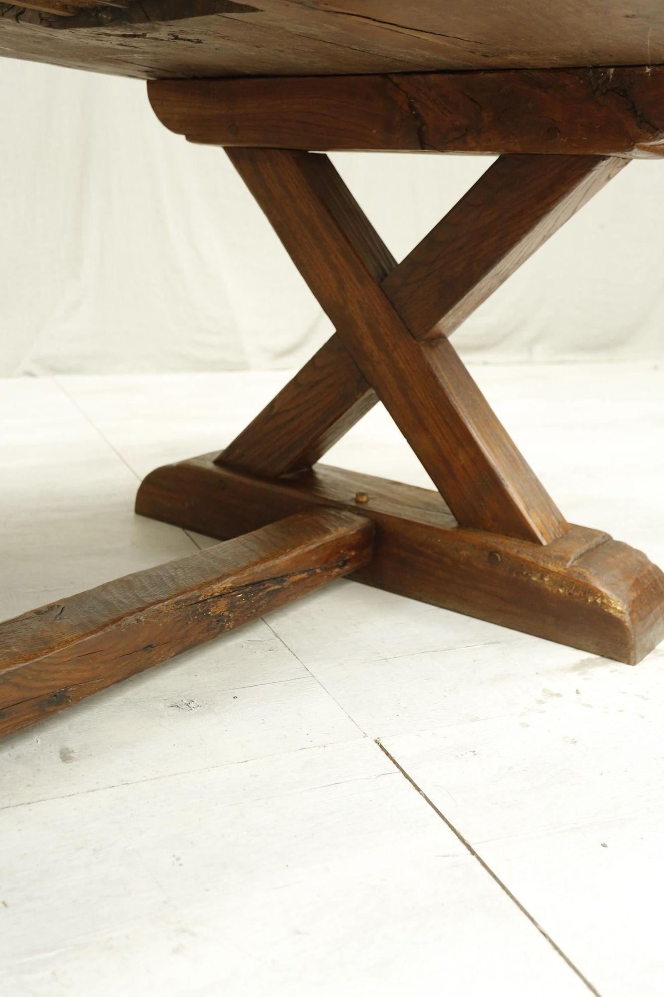 Early 20th Century Oak x Frame Dining Table 10