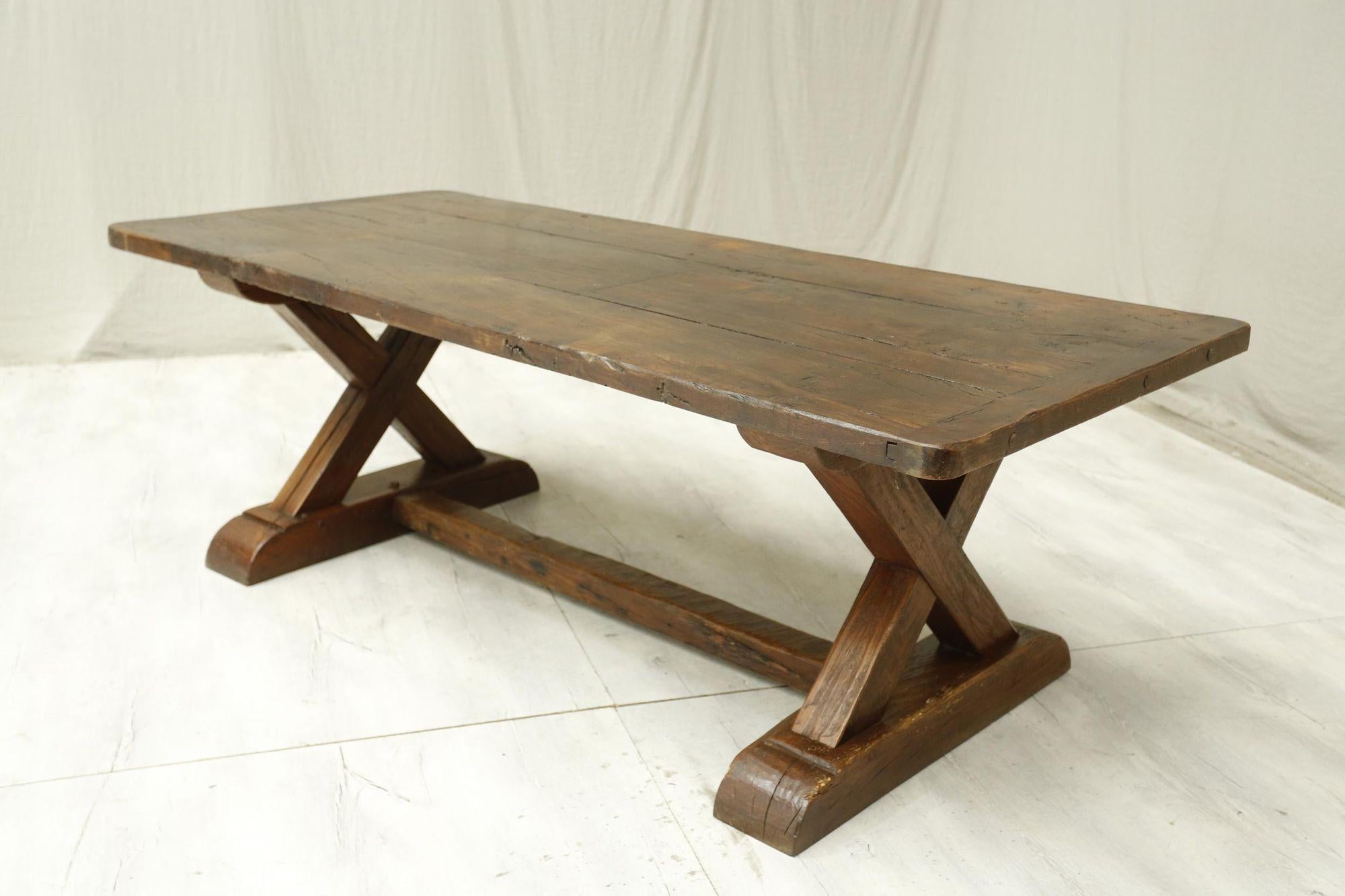 Early 20th Century Oak x Frame Dining Table 13