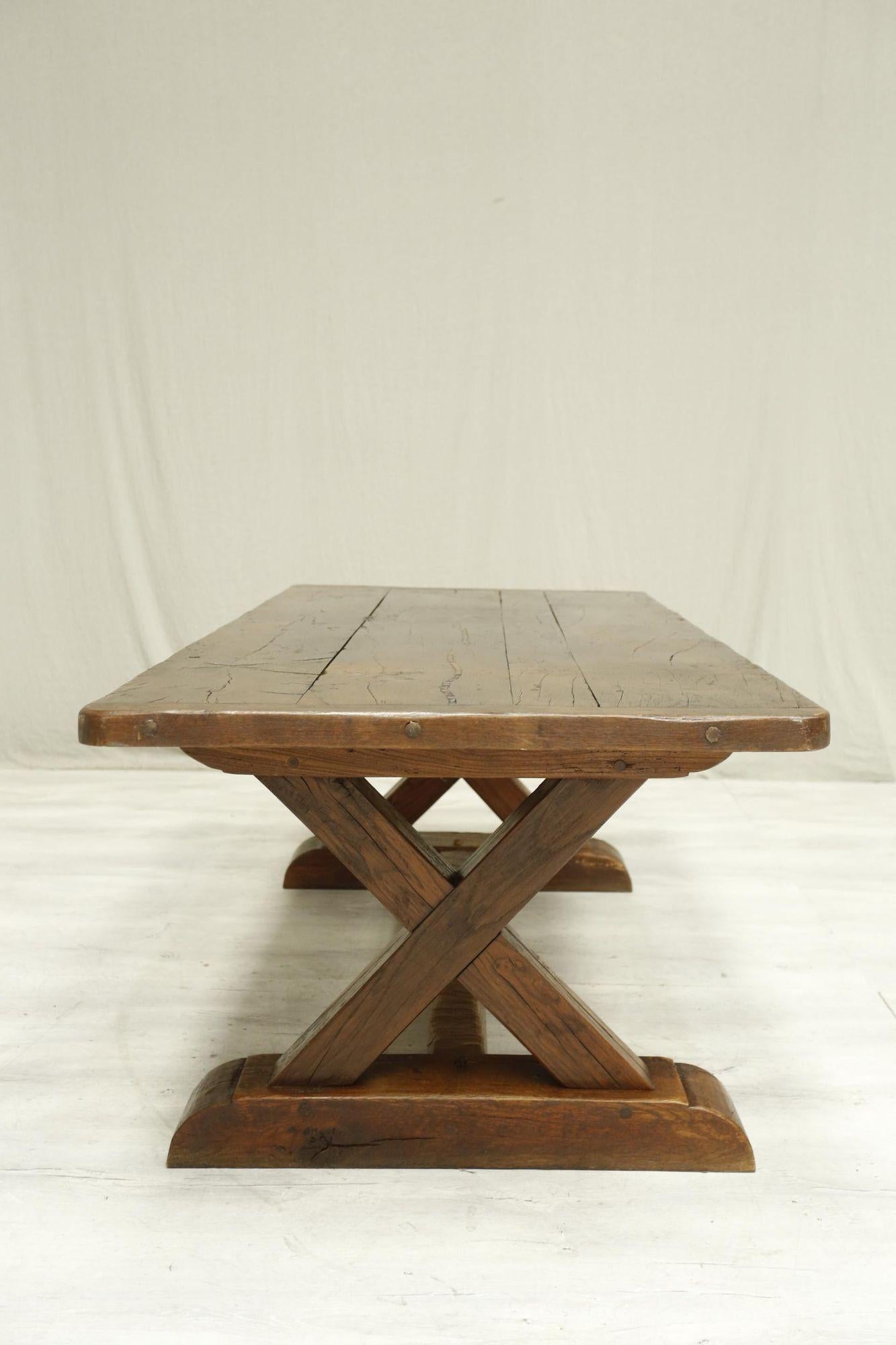 Early 20th Century Oak x Frame Dining Table 14