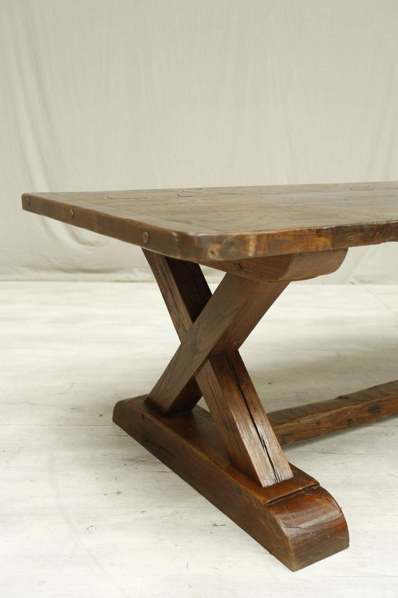 Early 20th Century Oak x Frame Dining Table In Good Condition In Malton, GB