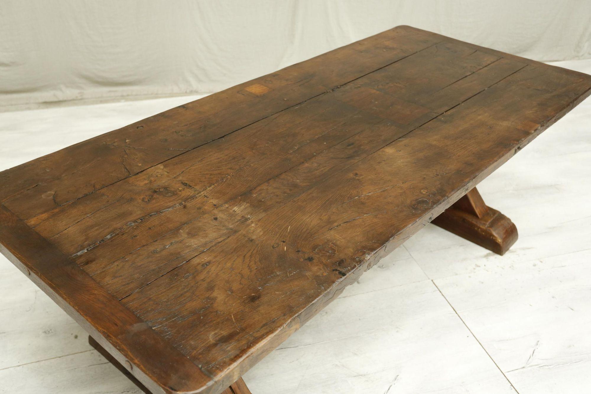Early 20th Century Oak x Frame Dining Table 1