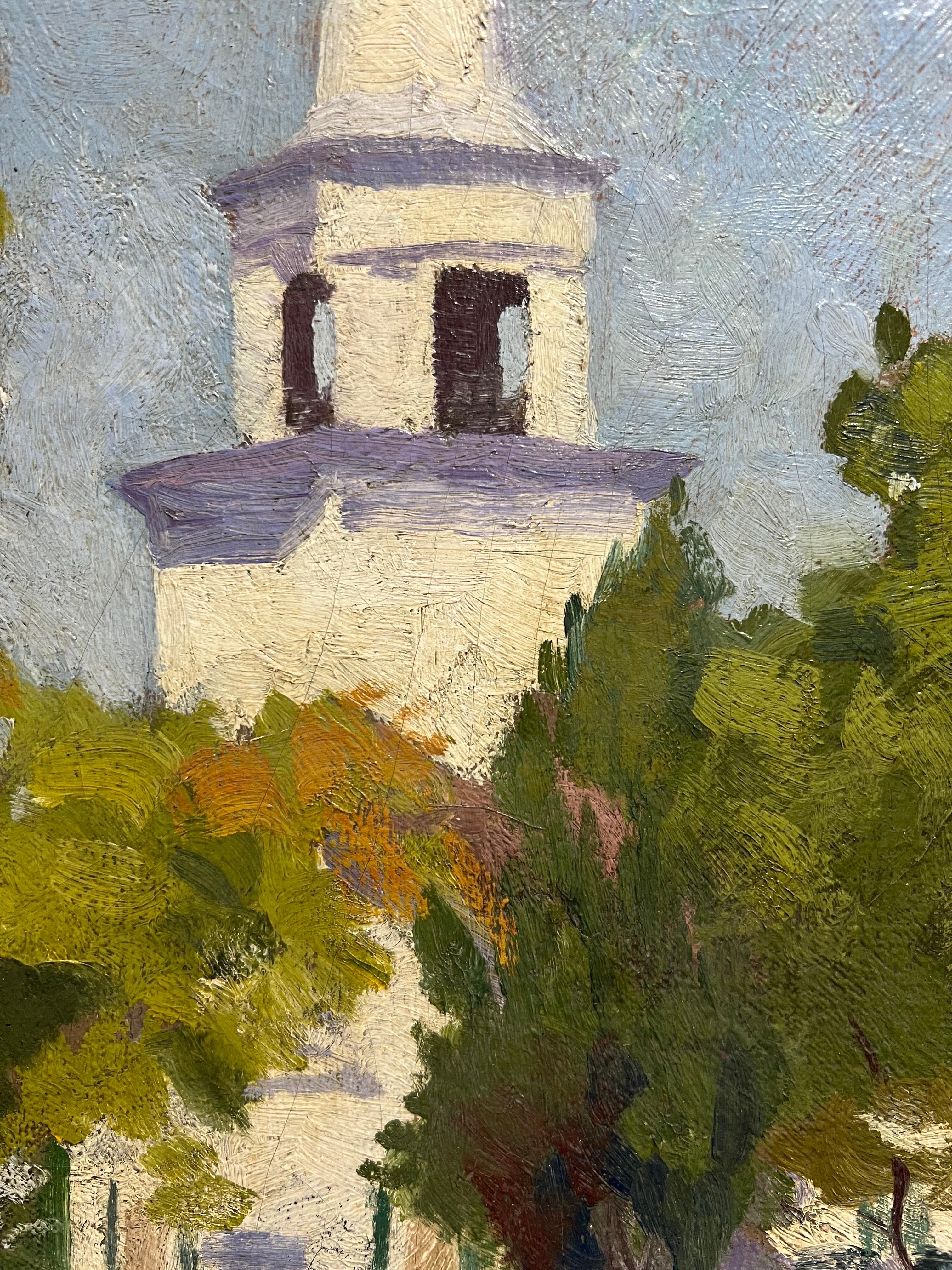 Early 20th Century Oil on Board of a Church For Sale 1