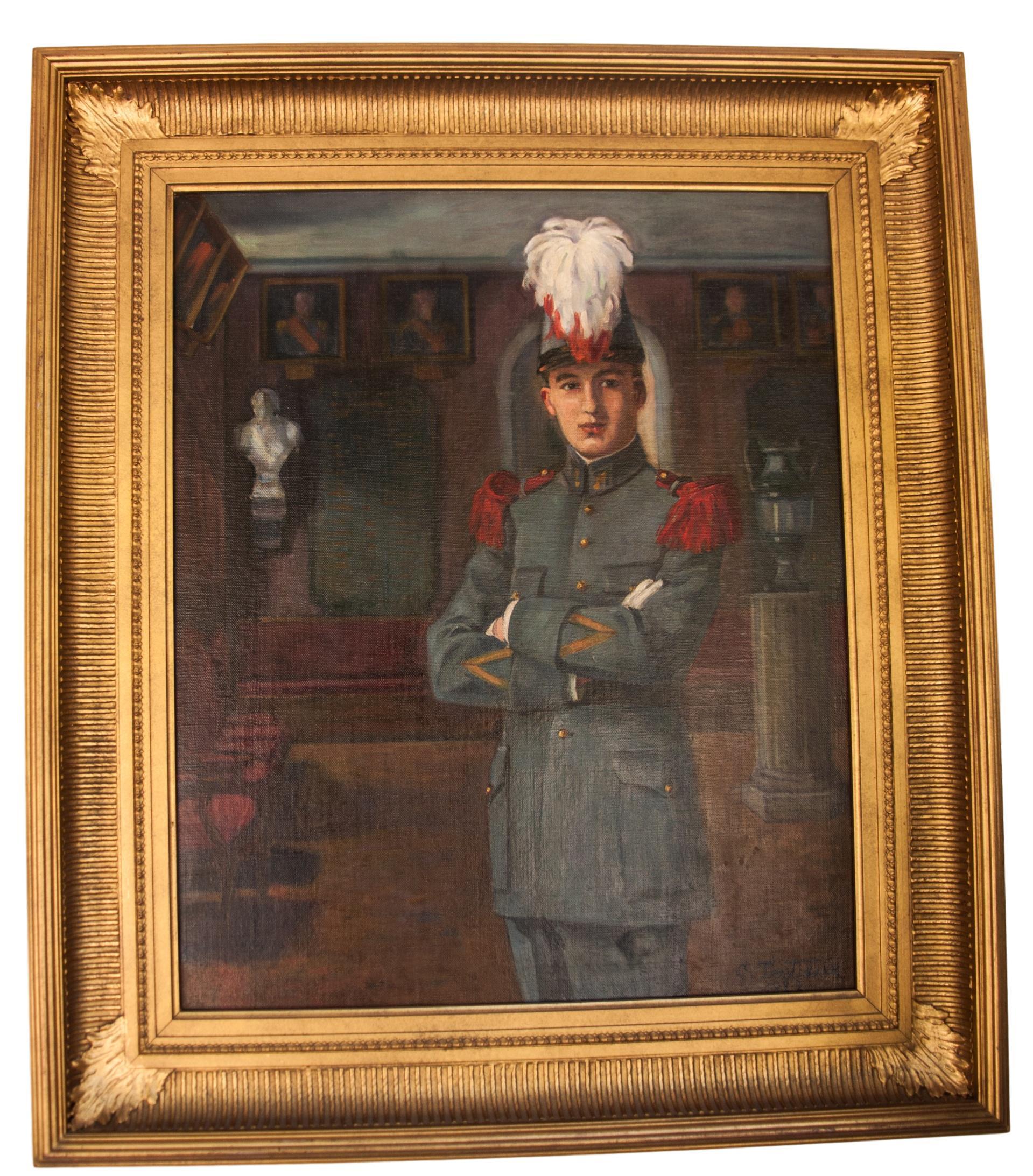 Olio su tela di C Tertiaux dei primi del Novecento, 
