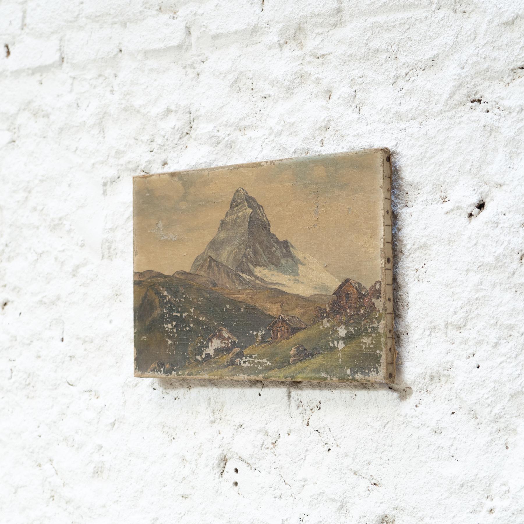 Mid-Century Modern Early 20th Century Oil on Canvas Matterhorn Artwork For Sale
