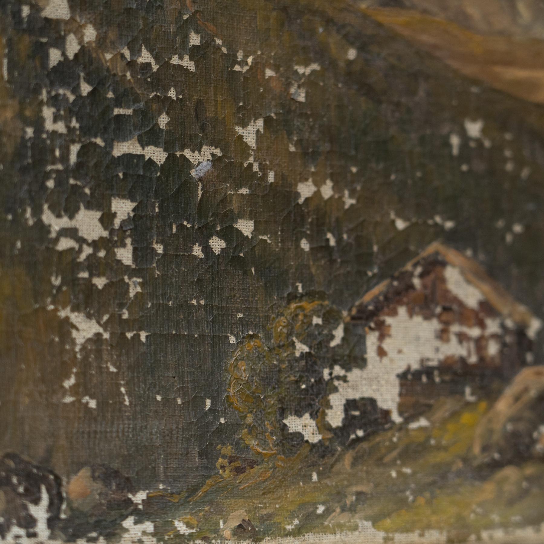 Tela Opera d'arte del Cervino, olio su tela, dei primi del Novecento in vendita