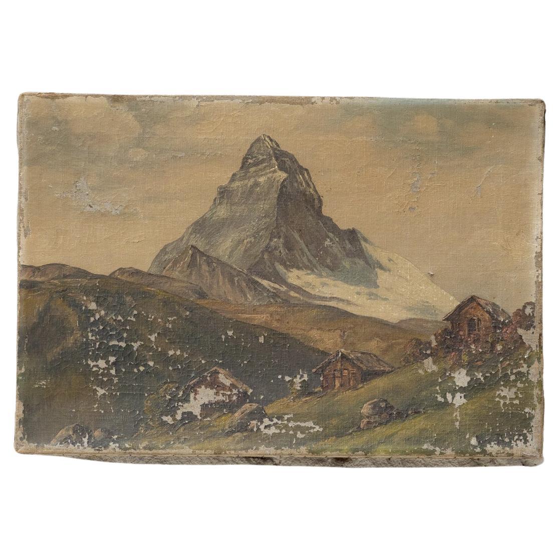 Early 20th Century Oil on Canvas Matterhorn Artwork For Sale