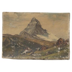 Early 20th Century Oil on Canvas Matterhorn Artwork