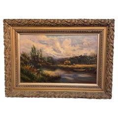 Early 20th Century Oil on Canvas "Over the River"
