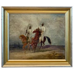 Early 20th Century Oil on Canvas Painting of Bedouins on Horseback
