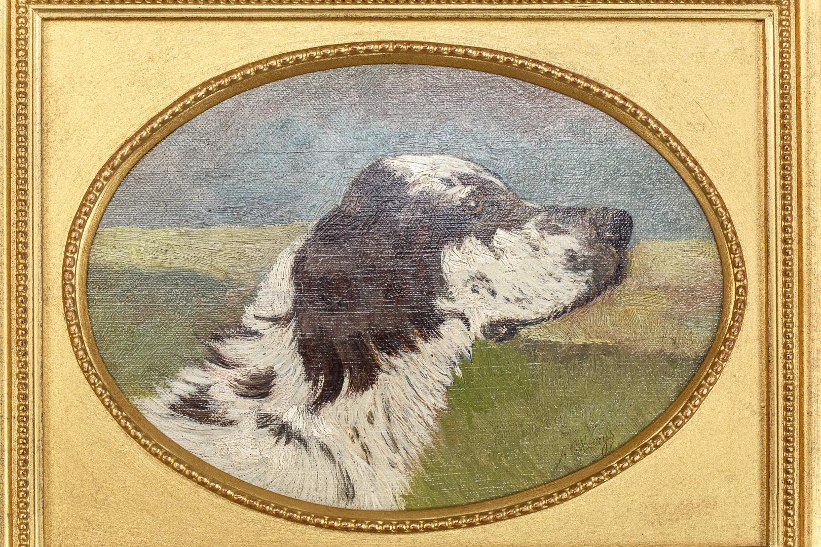 Belgian Early 20th Century Oil on Canvas Pointer by A Clarys