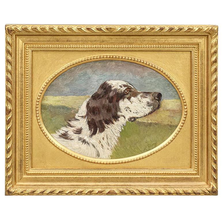 Early 20th Century Oil on Canvas Pointer by A Clarys