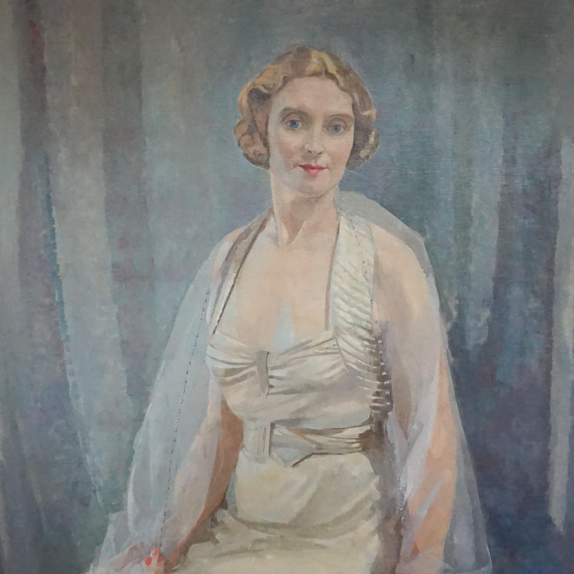 Early 20th Century oil on canvas portrait of a Society Lady For Sale 1