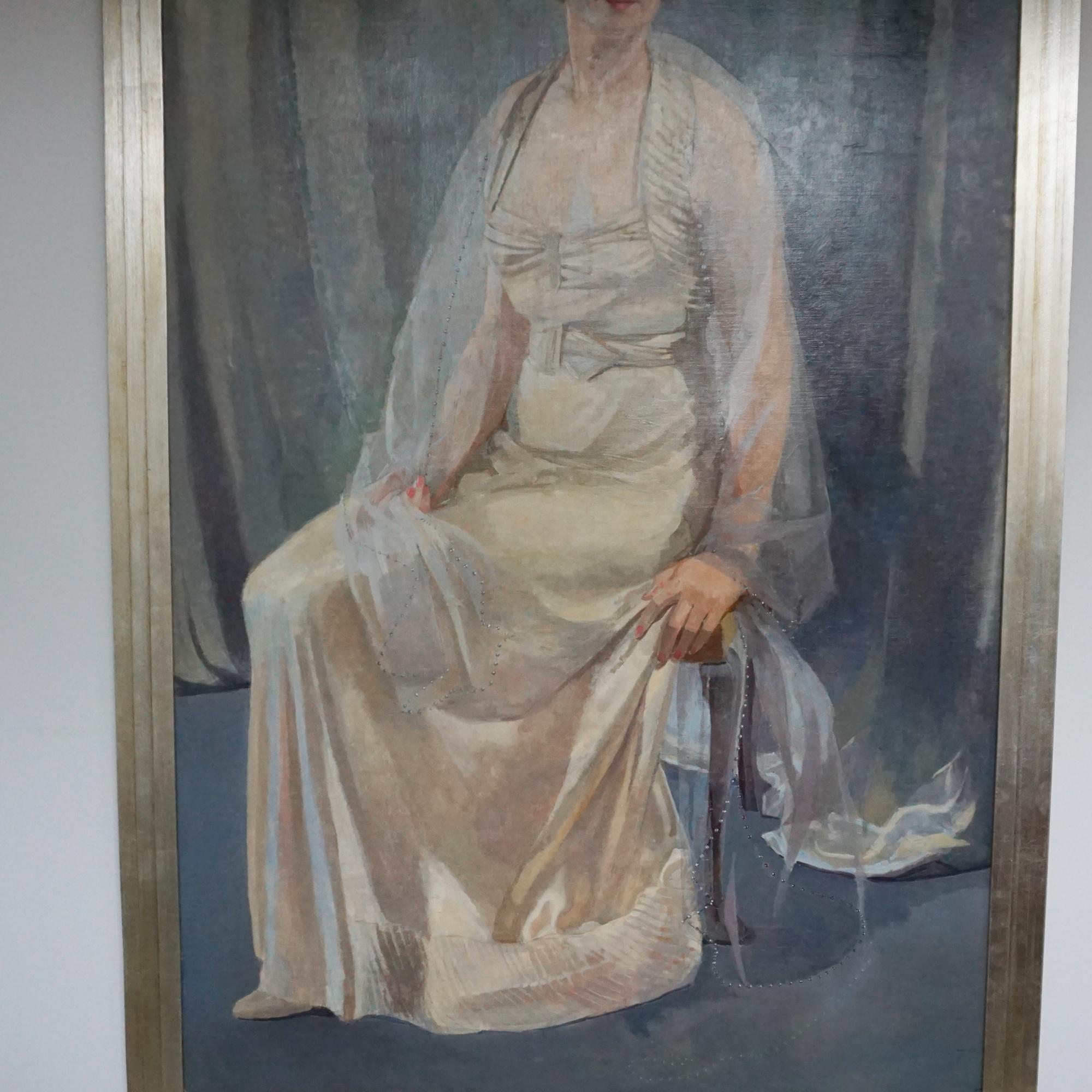 Early 20th Century oil on canvas portrait of a Society Lady For Sale 3