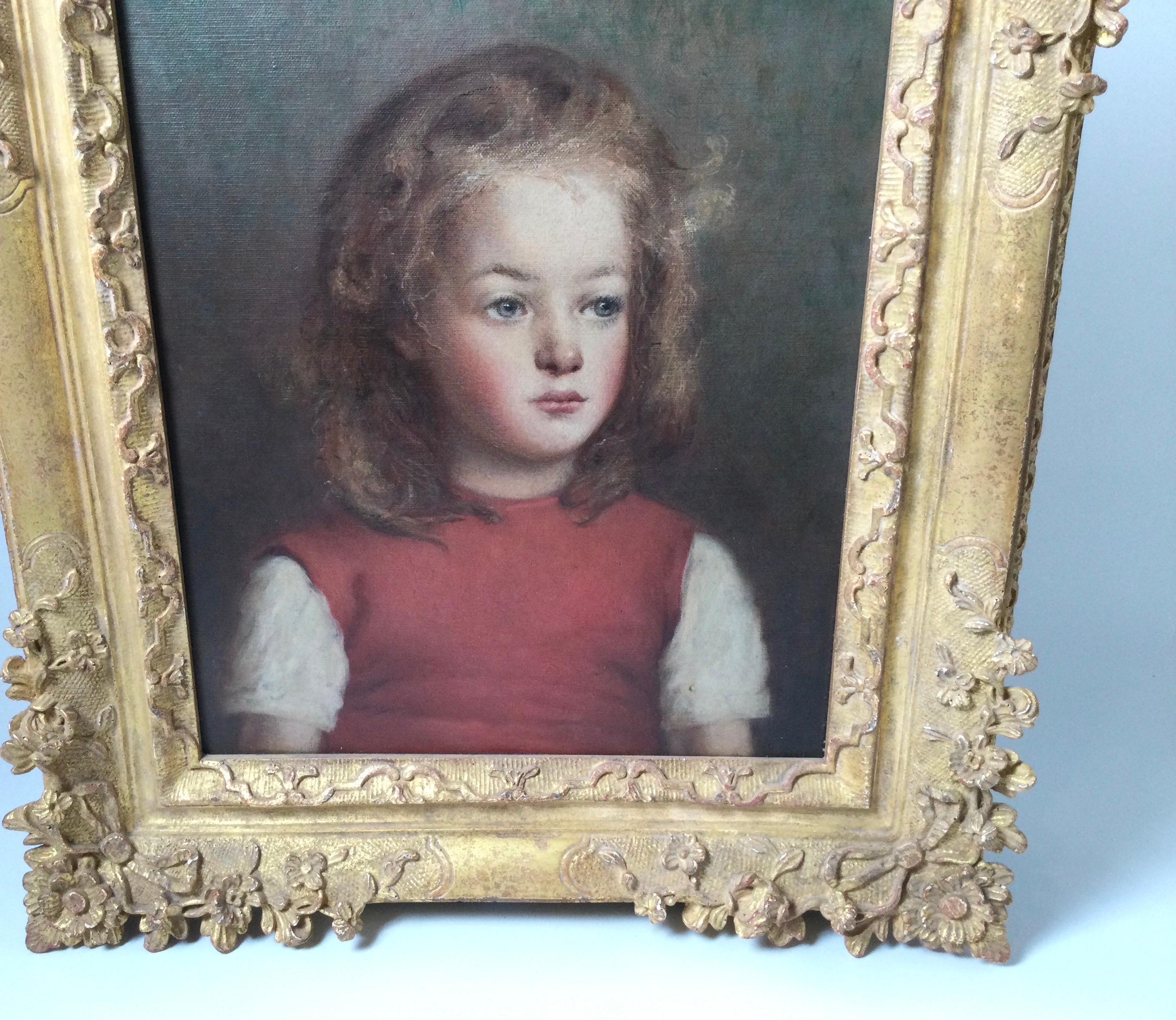 Early 20th Century Oil on Canvas Portrait of a Young Girl 2