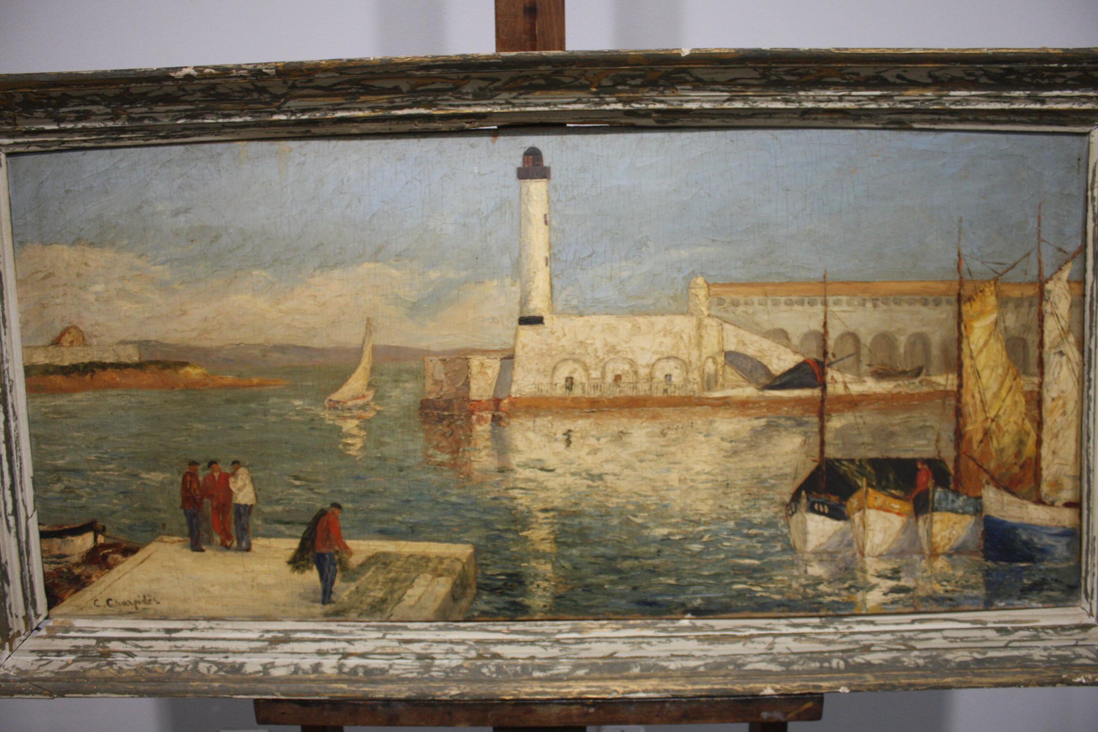 French Early 20th Century Oil on Panel For Sale