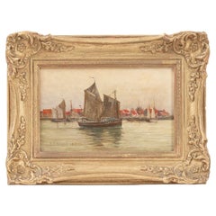 Early 20th Century oil on panel titled ‘Gravelines’ by E. T. Adams