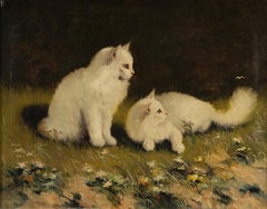 Early 20th Century Oil Painting - Angora Cats - by Benö Boleradszky