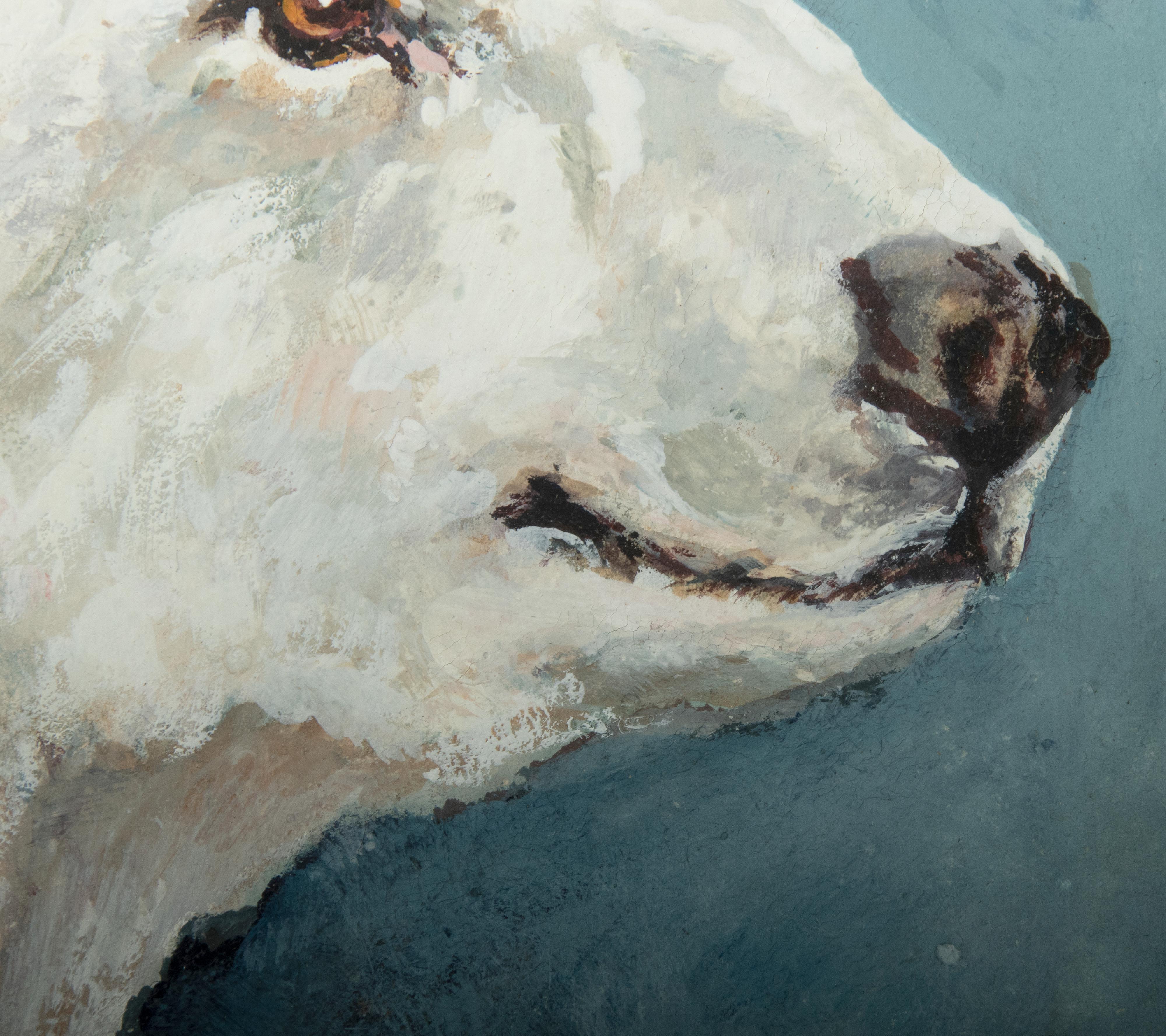 Early 20th Century Oil Painting Animal Portrait of a Polar Bear, Alexis de Reus For Sale 2