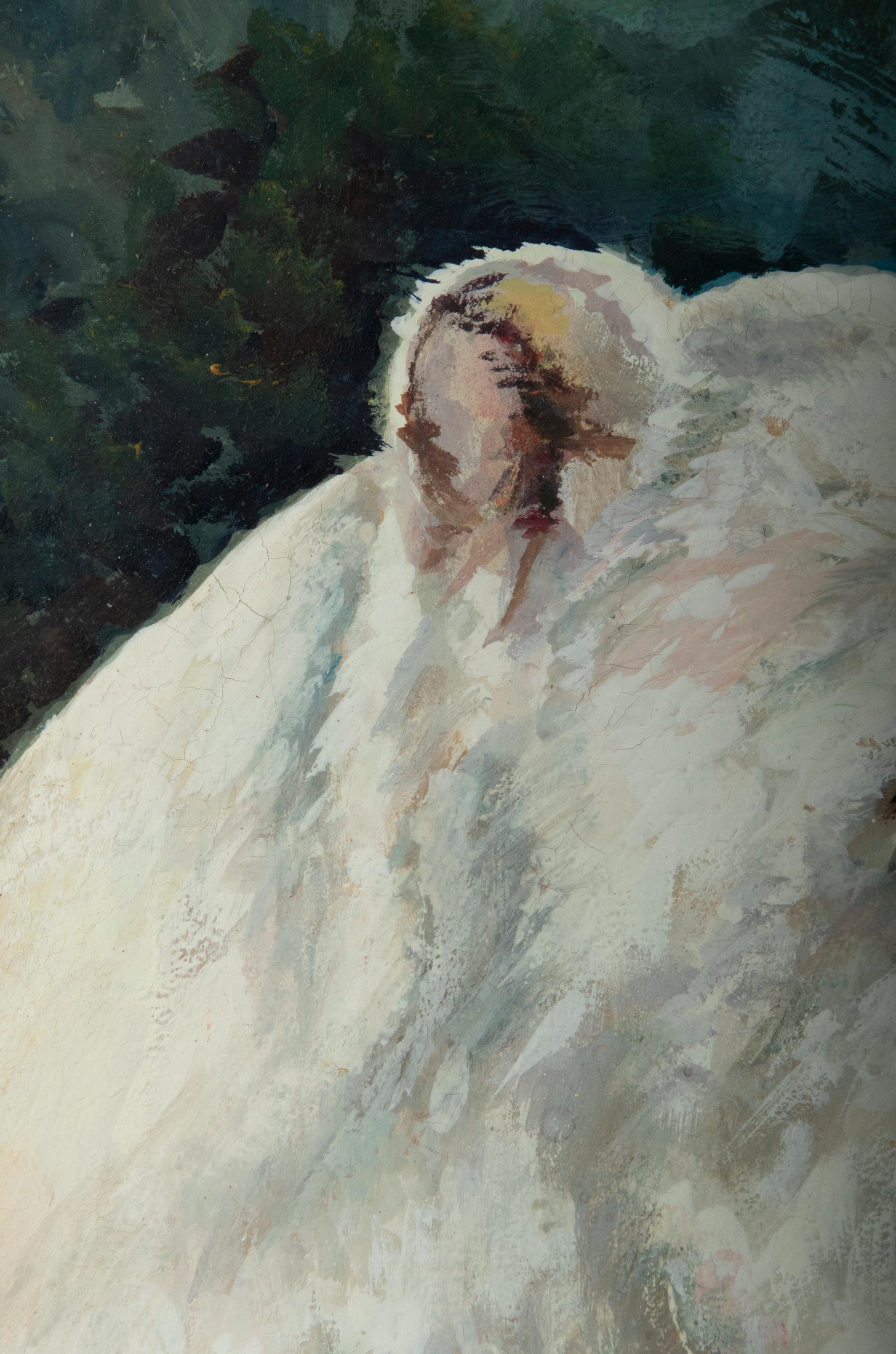 Belle Époque Early 20th Century Oil Painting Animal Portrait of a Polar Bear, Alexis de Reus For Sale