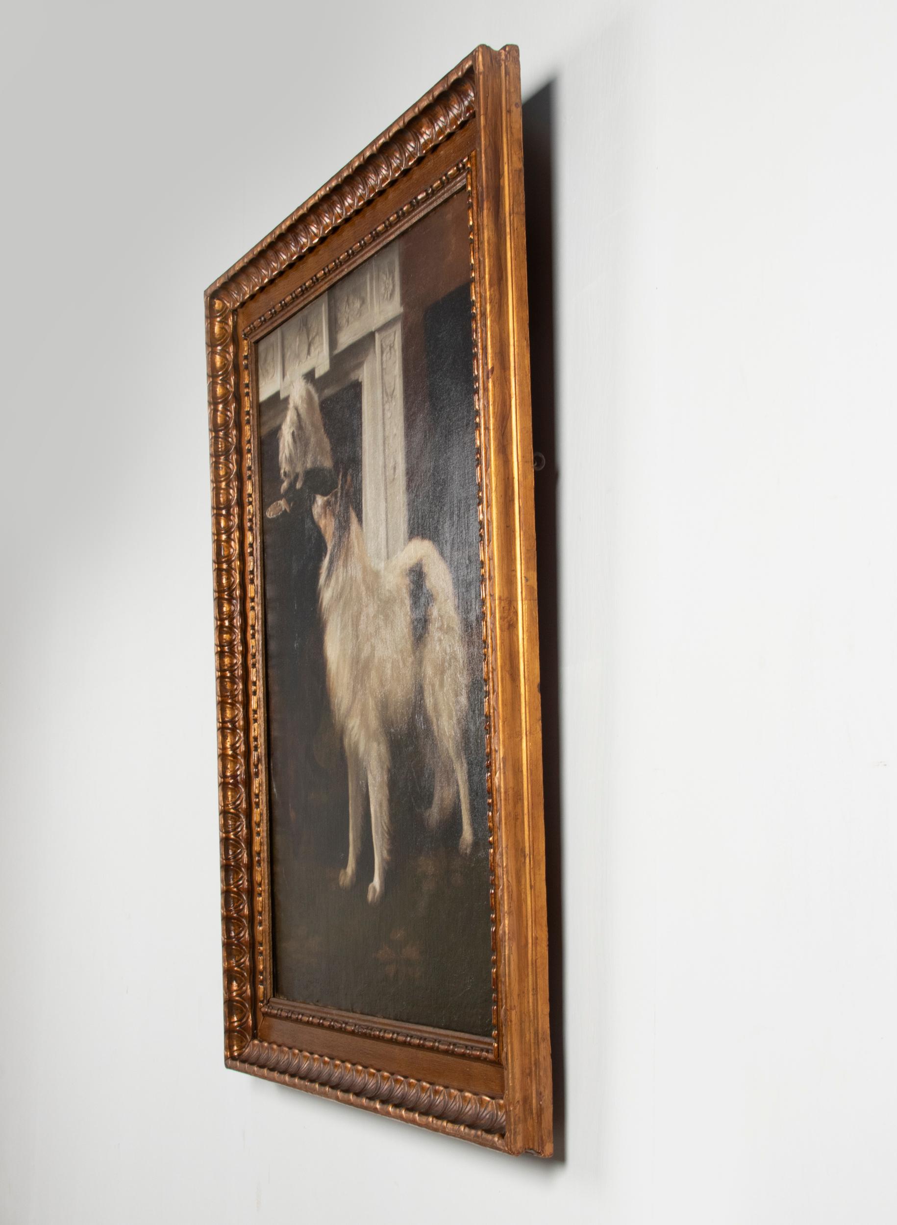 Early 20th Century Oil Painting Dogs Cairn Terrier & Collie by Alice Leotard 4