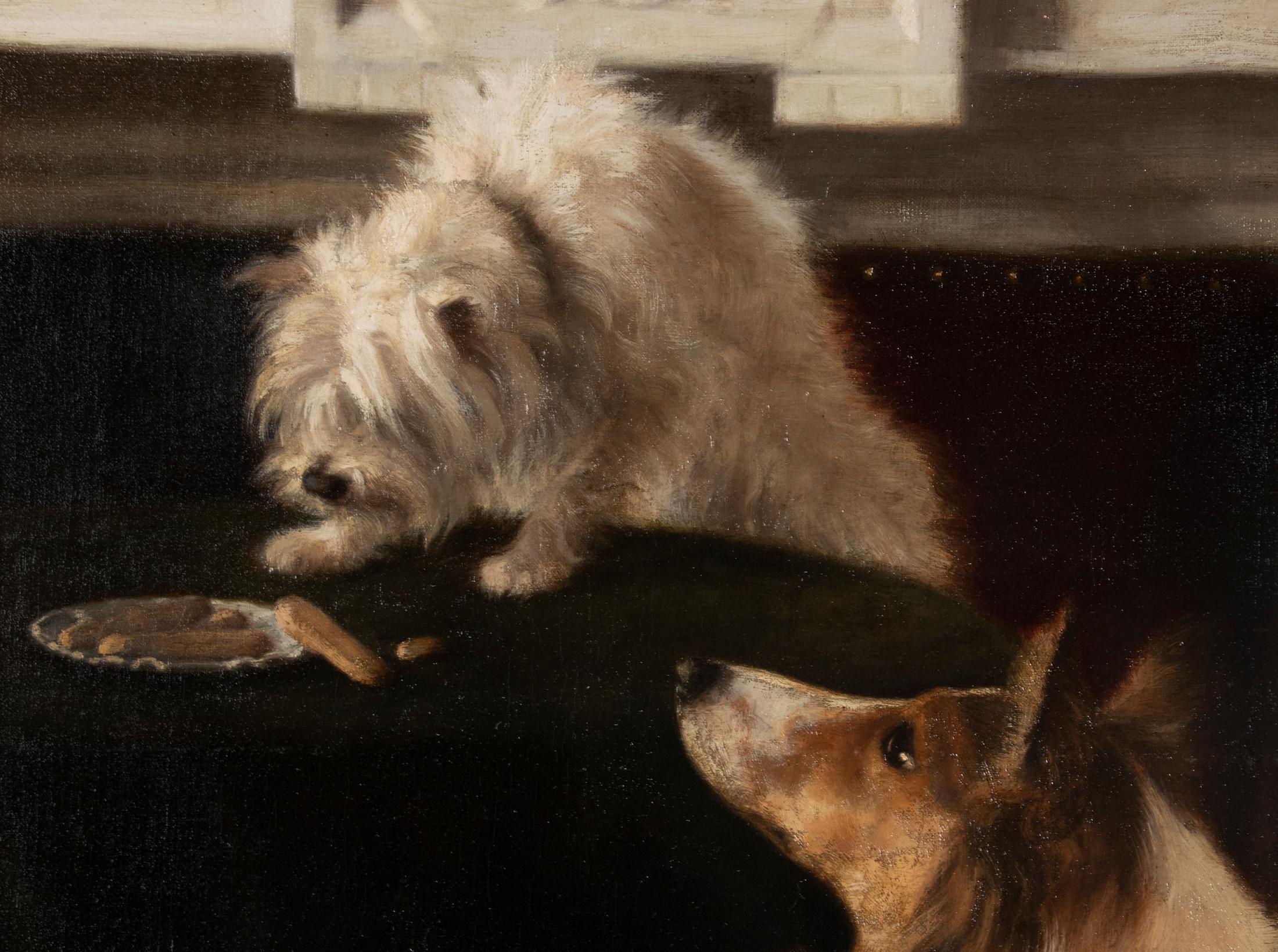 Early 20th Century Oil Painting Dogs Cairn Terrier & Collie by Alice Leotard In Good Condition In Casteren, Noord-Brabant