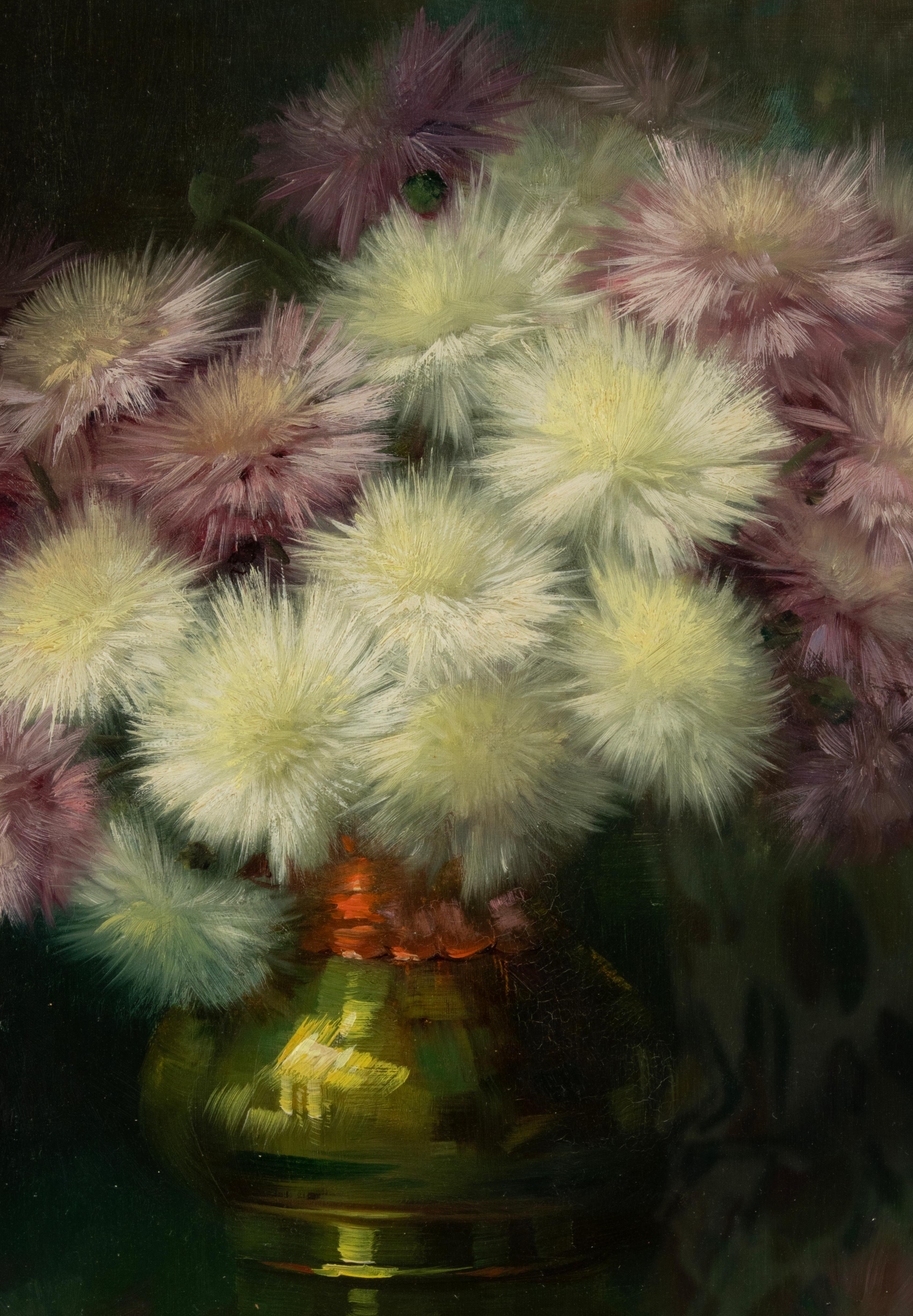 Peinture à l'huile du début du 20e siècle Nature morte aux fleurs par Julien Stappers en vente 4