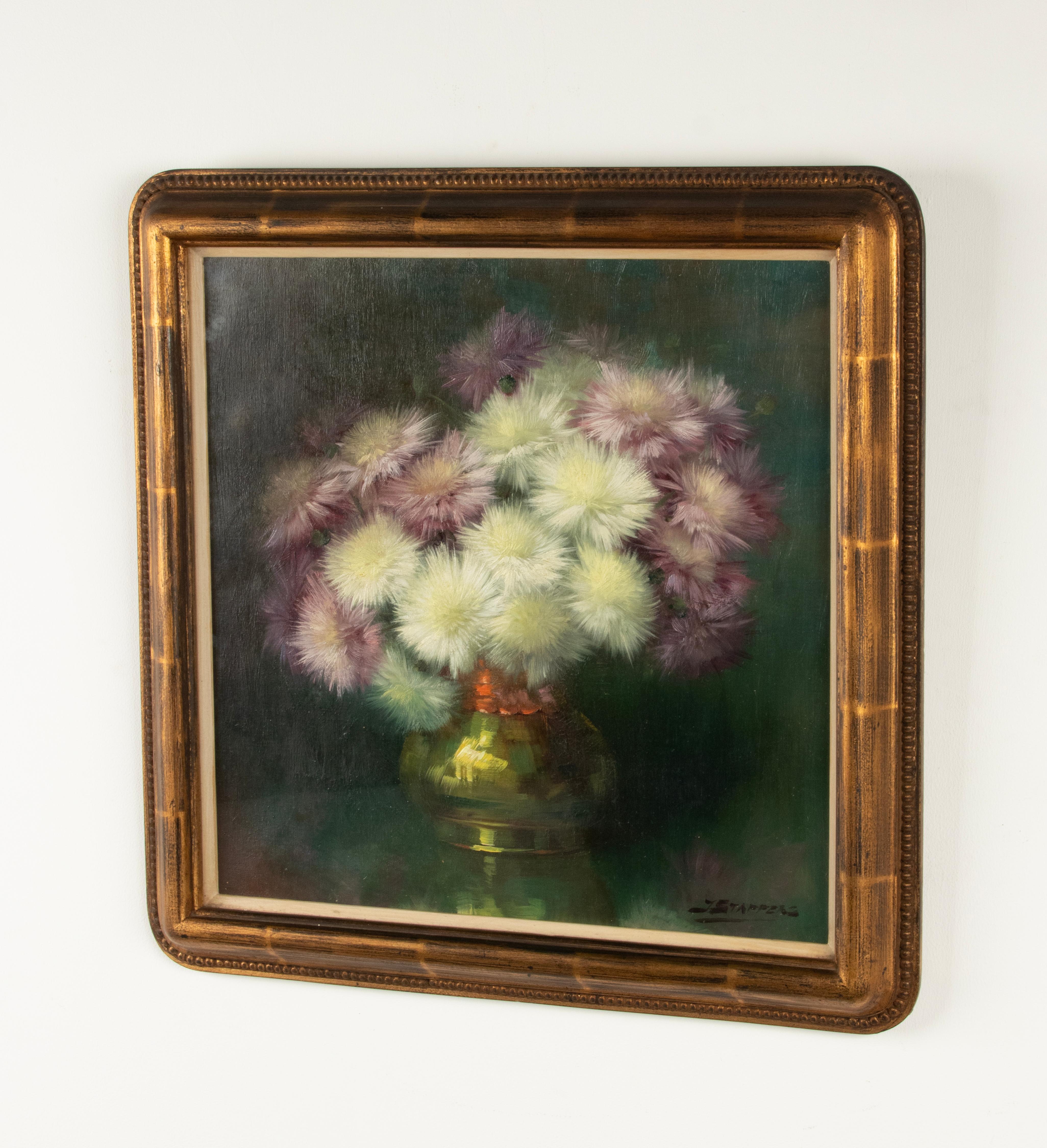 Early 20th Century Oil Painting Flower Still Life by Julien Stappers For Sale 5
