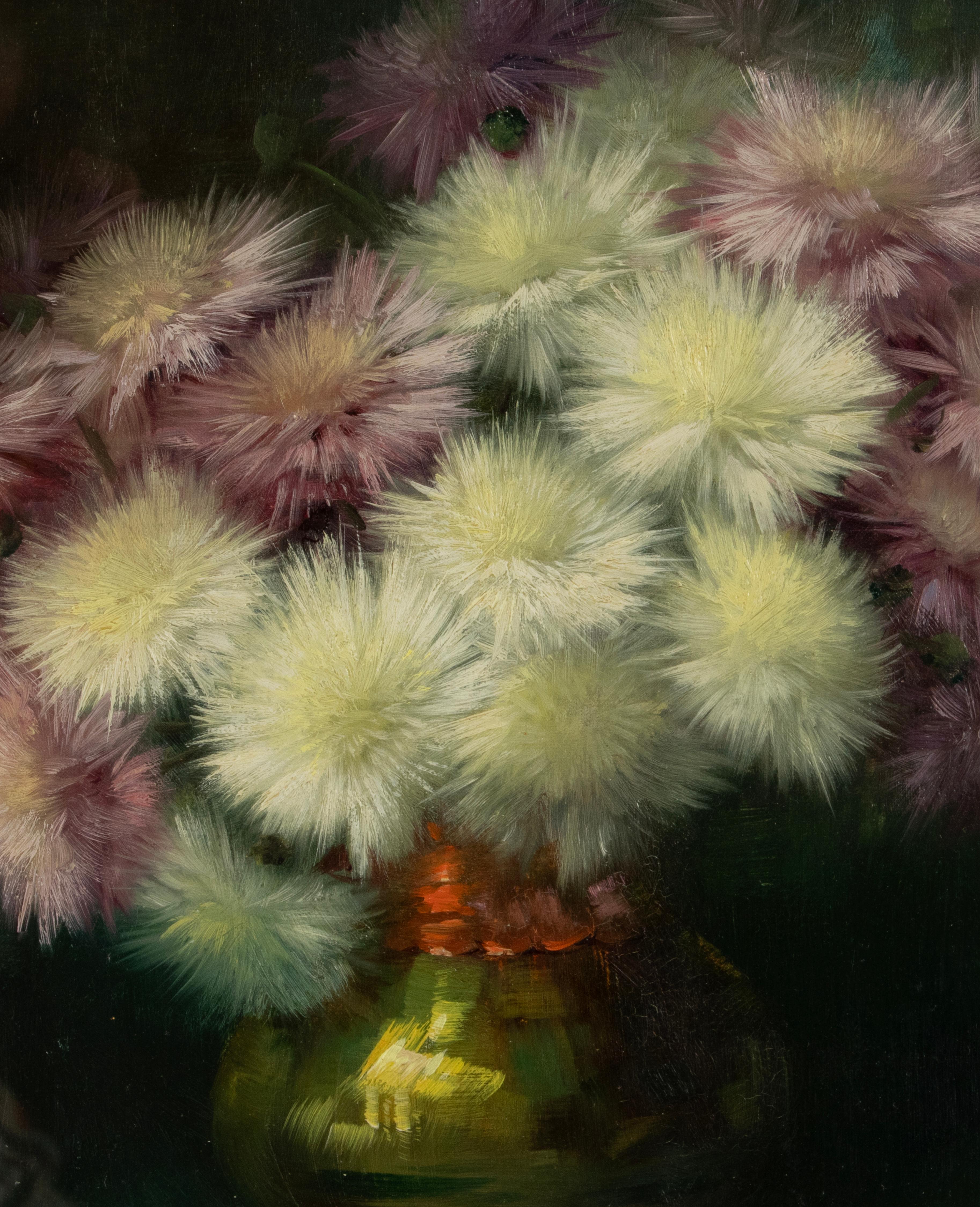 Belge Peinture à l'huile du début du 20e siècle Nature morte aux fleurs par Julien Stappers en vente