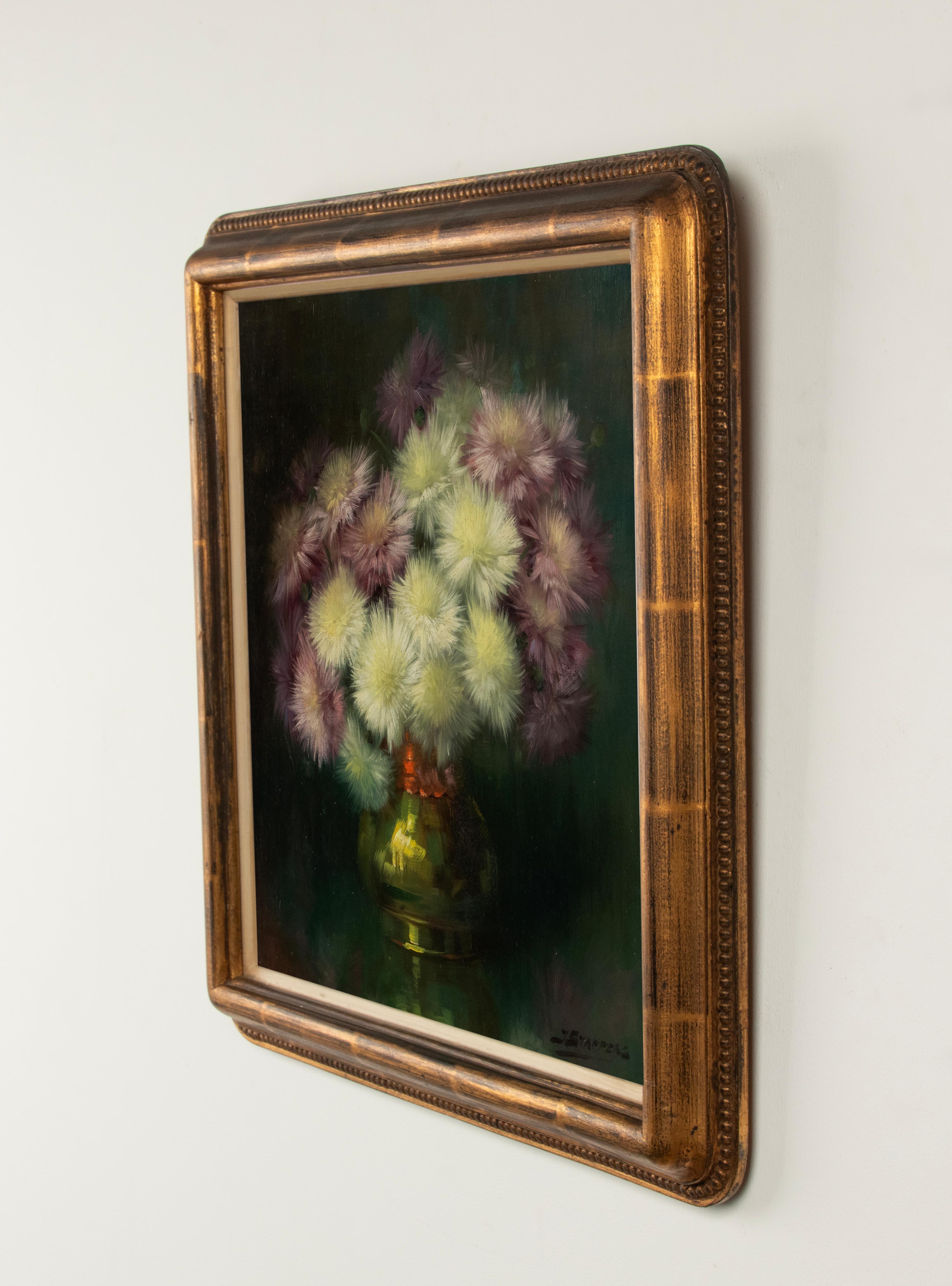 Toile Peinture à l'huile du début du 20e siècle Nature morte aux fleurs par Julien Stappers en vente