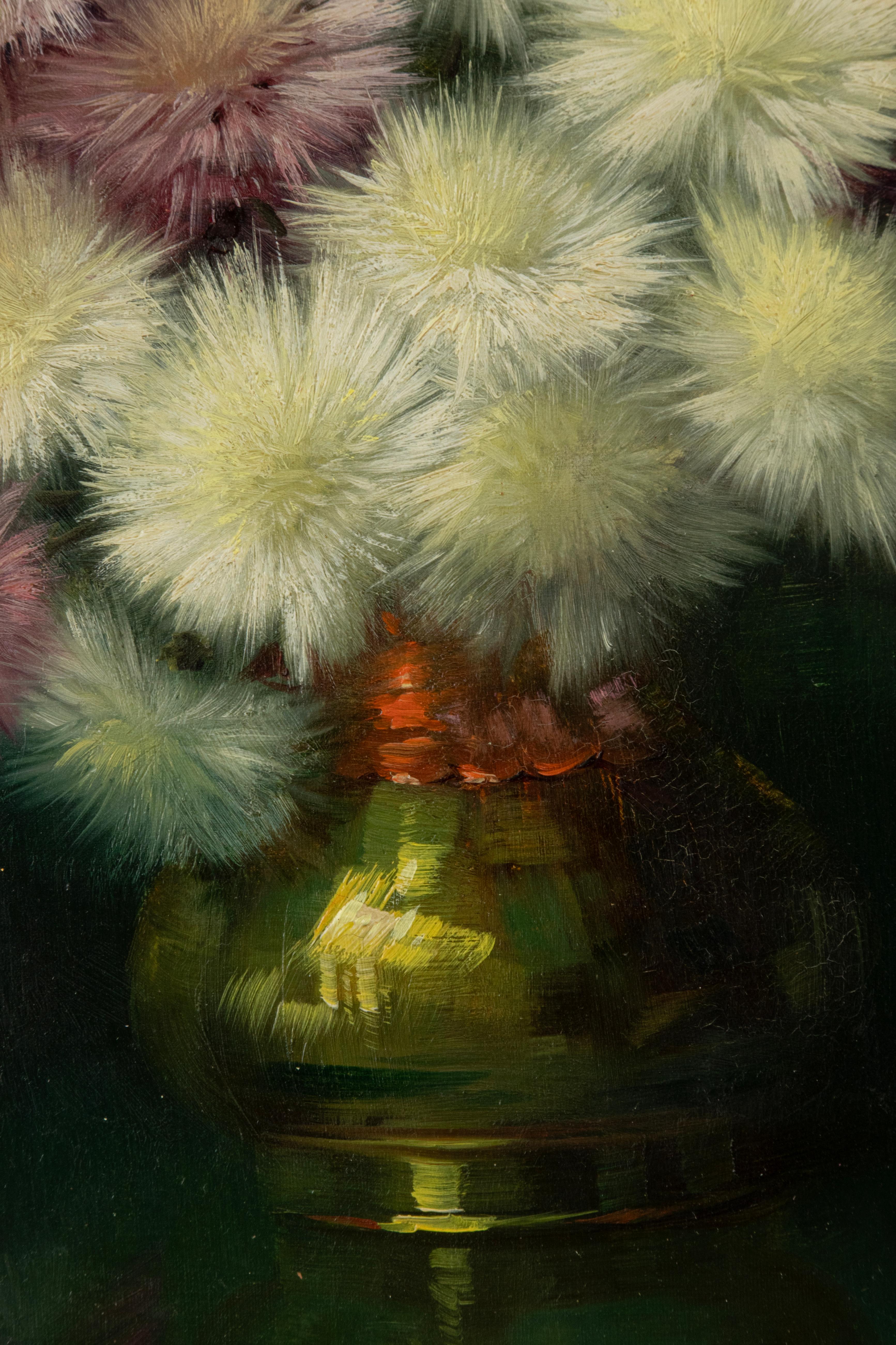Peinture à l'huile du début du 20e siècle Nature morte aux fleurs par Julien Stappers en vente 1