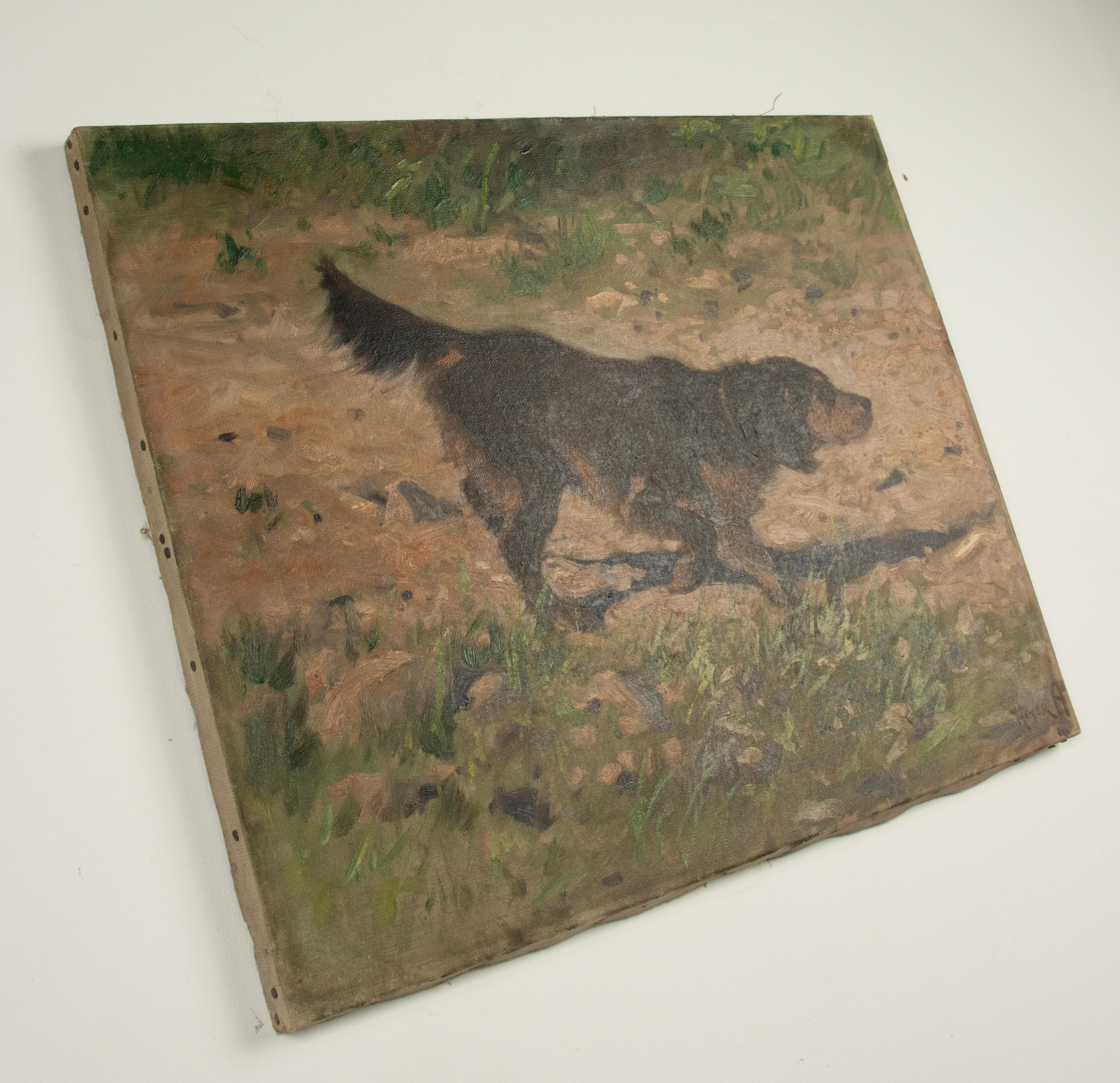 Early 20th Century Oil Painting - Gordon Setter Dog - by Arthur Heyer For Sale 4
