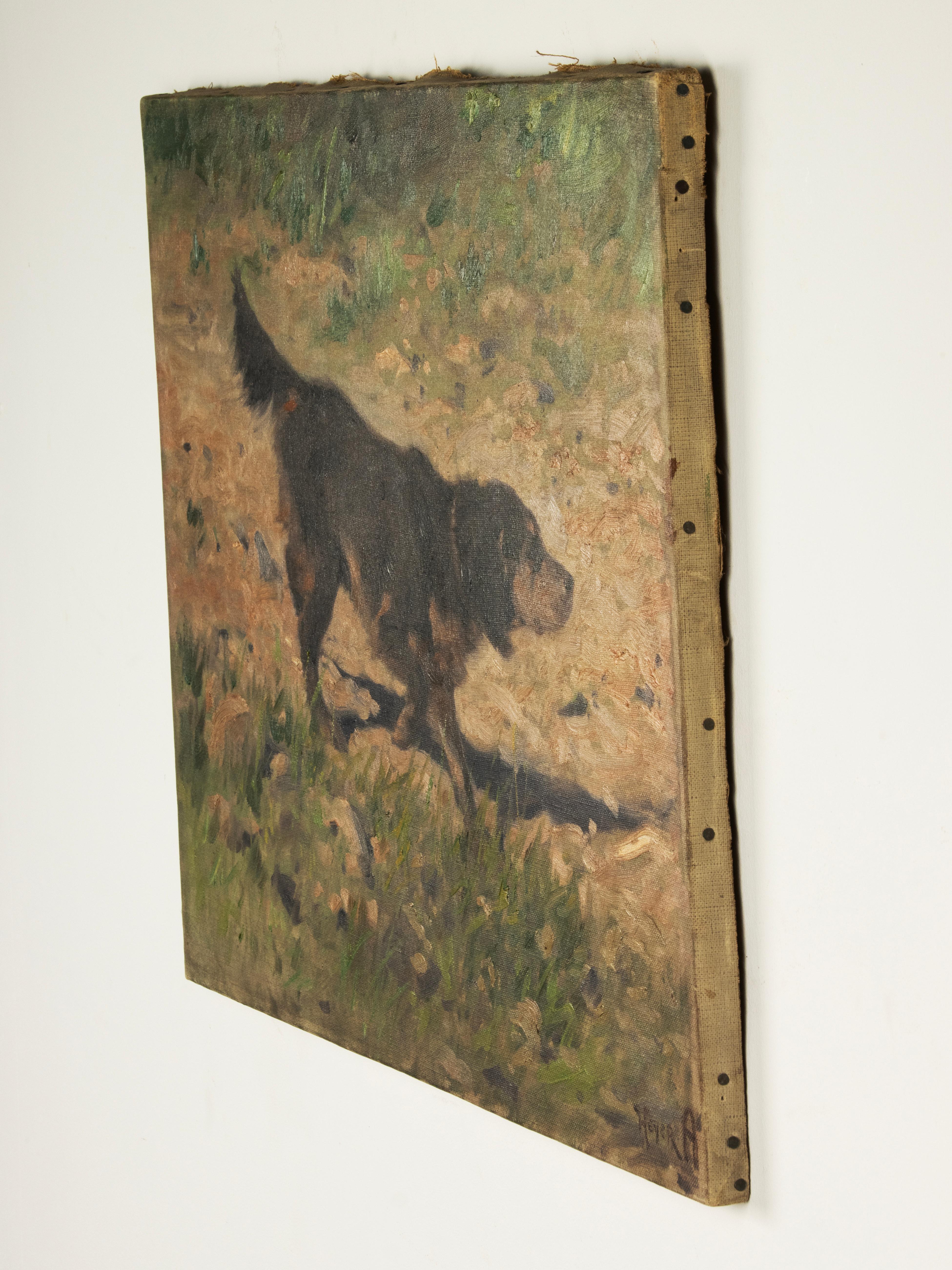 Mid-20th Century Early 20th Century Oil Painting - Gordon Setter Dog - by Arthur Heyer For Sale