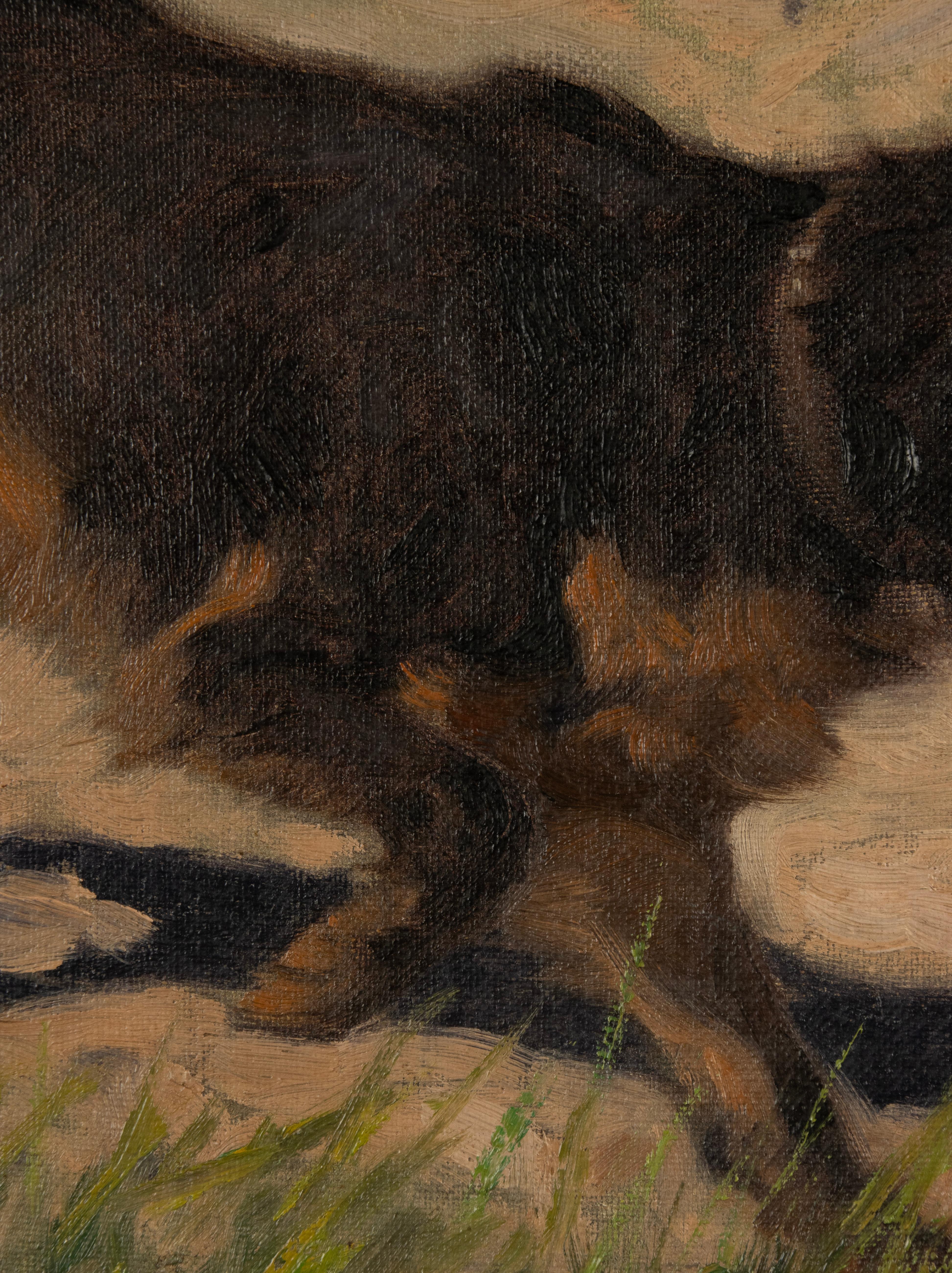 Early 20th Century Oil Painting - Gordon Setter Dog - by Arthur Heyer For Sale 3