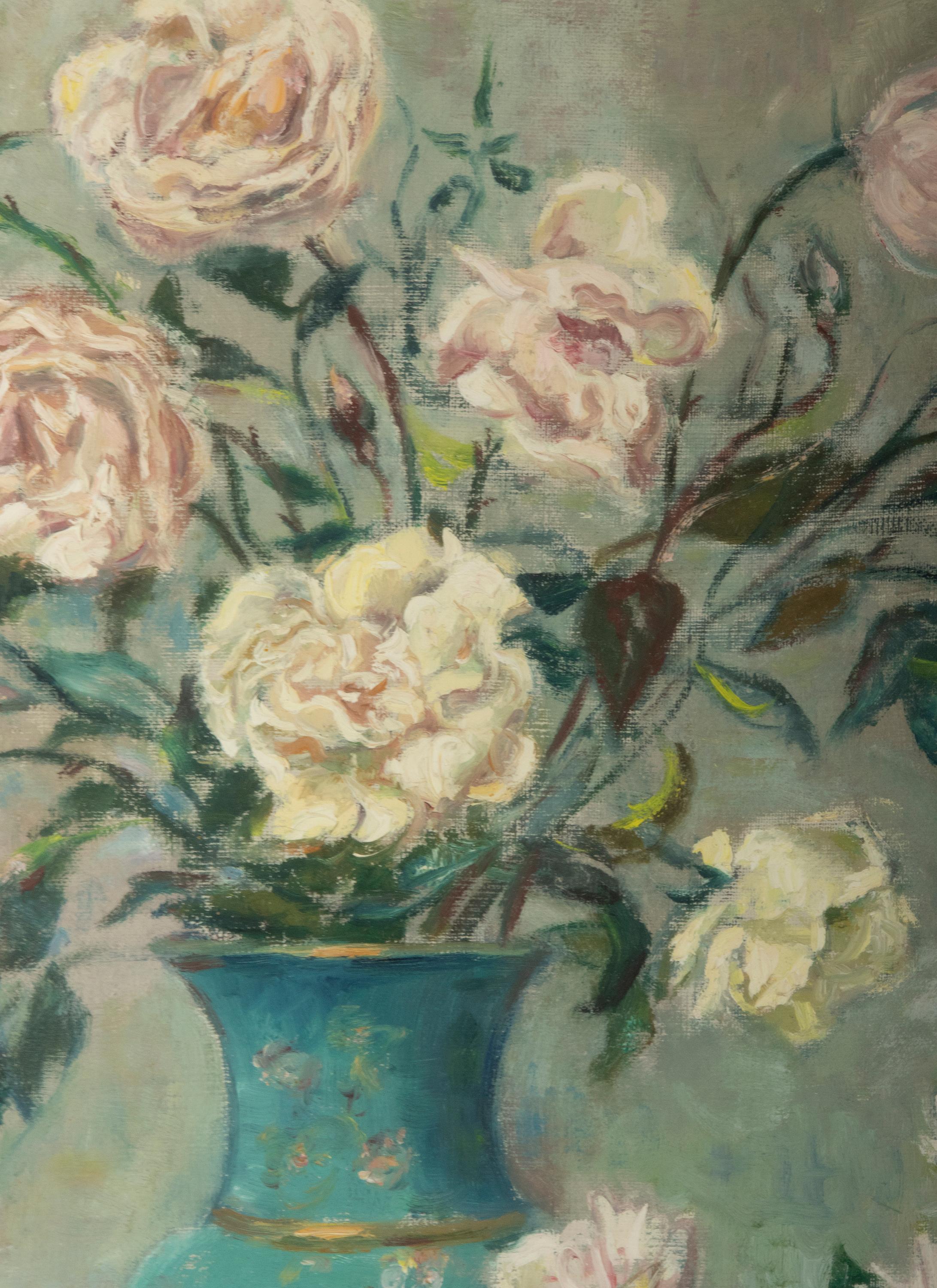 Early 20th Century Oil Painting Impressionistic Flower Still Life by Al. Fain In Good Condition In Casteren, Noord-Brabant