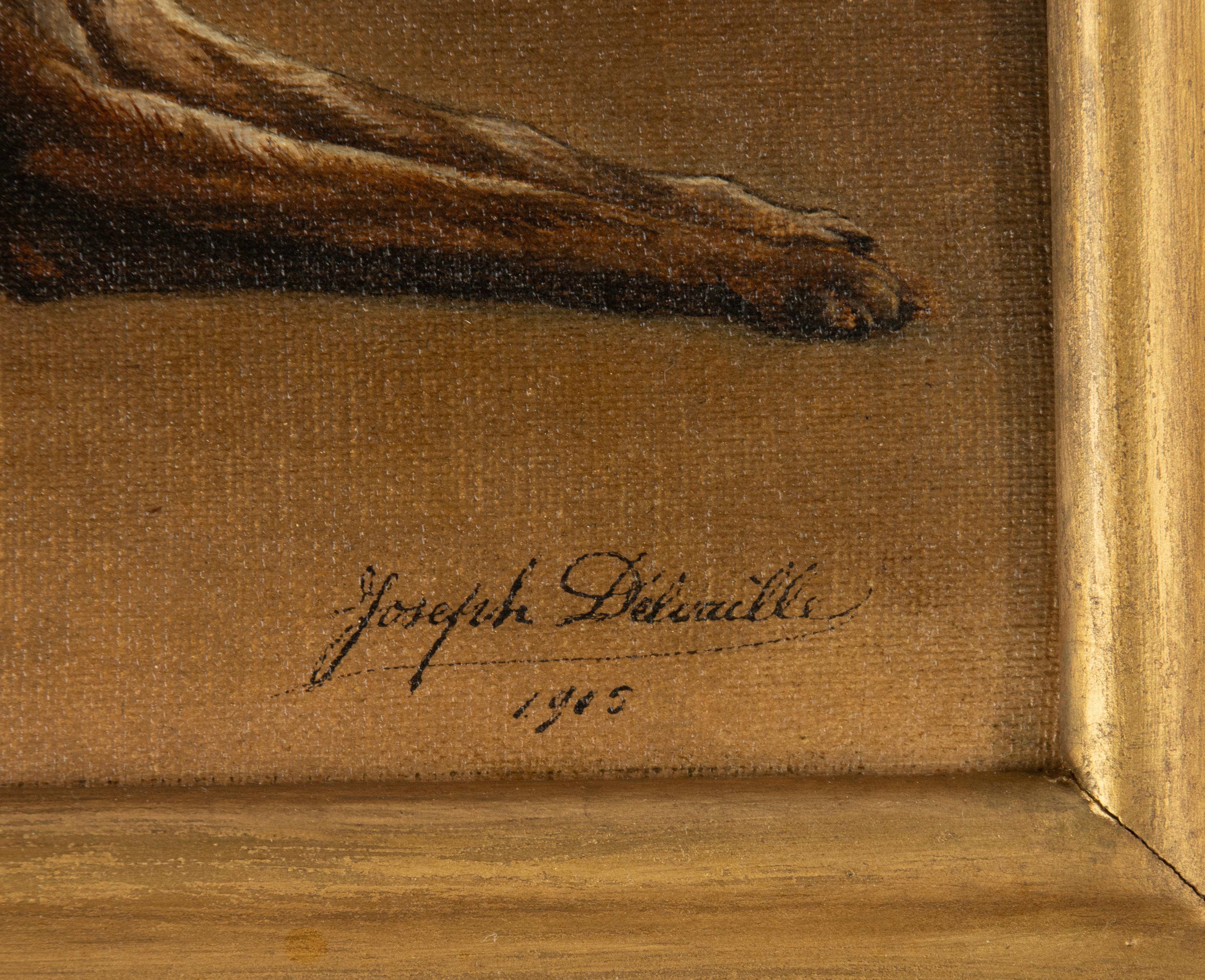 French Early 20th Century Oil Painting - Joseph Delvaille - Canvas - Two Dogs in Profil For Sale