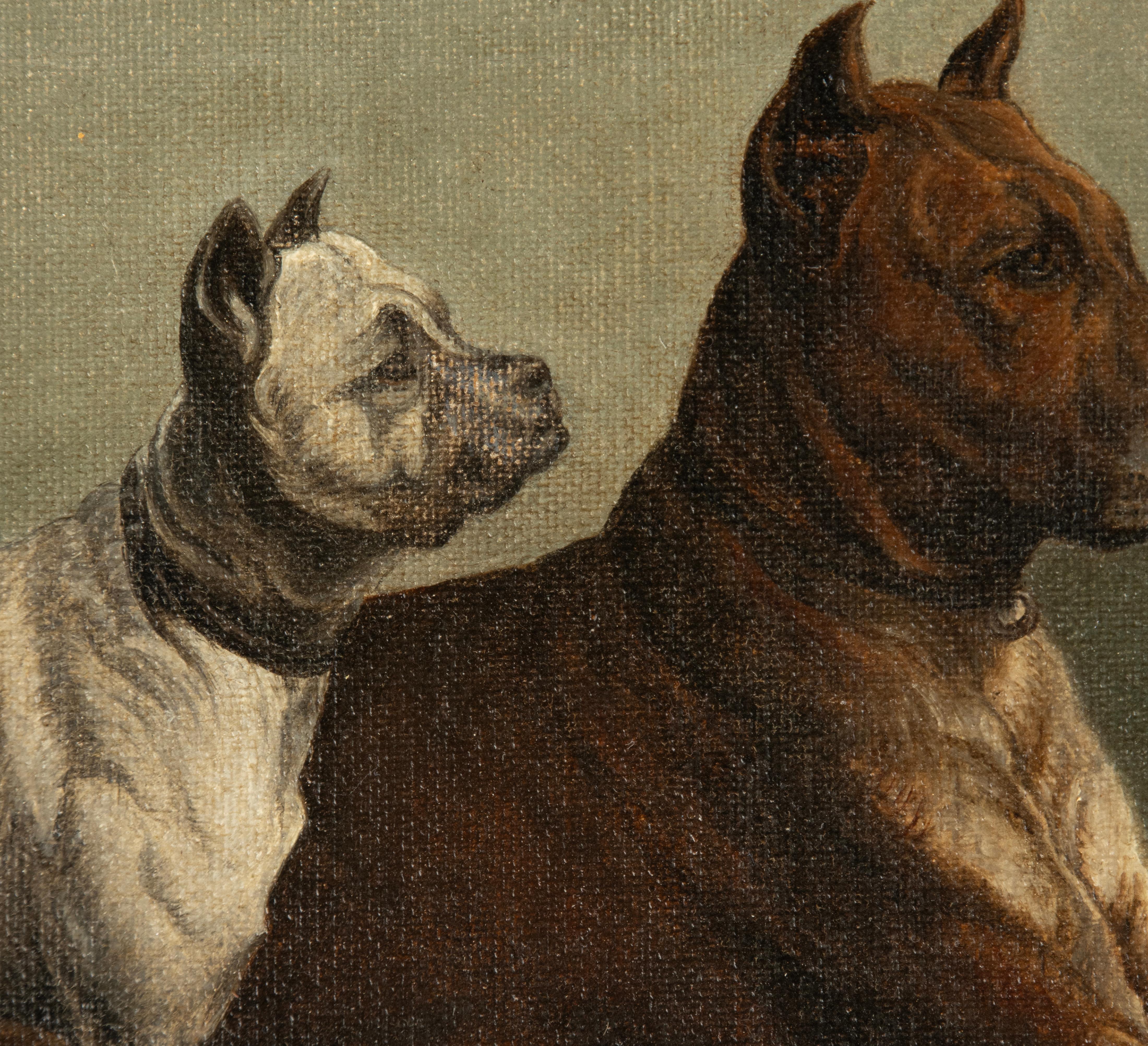 Early 20th Century Oil Painting - Joseph Delvaille - Canvas - Two Dogs in Profil For Sale 4