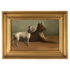 Early 20th Century Oil Painting - Joseph Delvaille - Canvas - Two Dogs in Profil