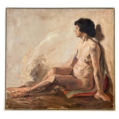 Early 20th Century Oil Painting of a Female Nude Study by Hartogh  Lovis Corinth