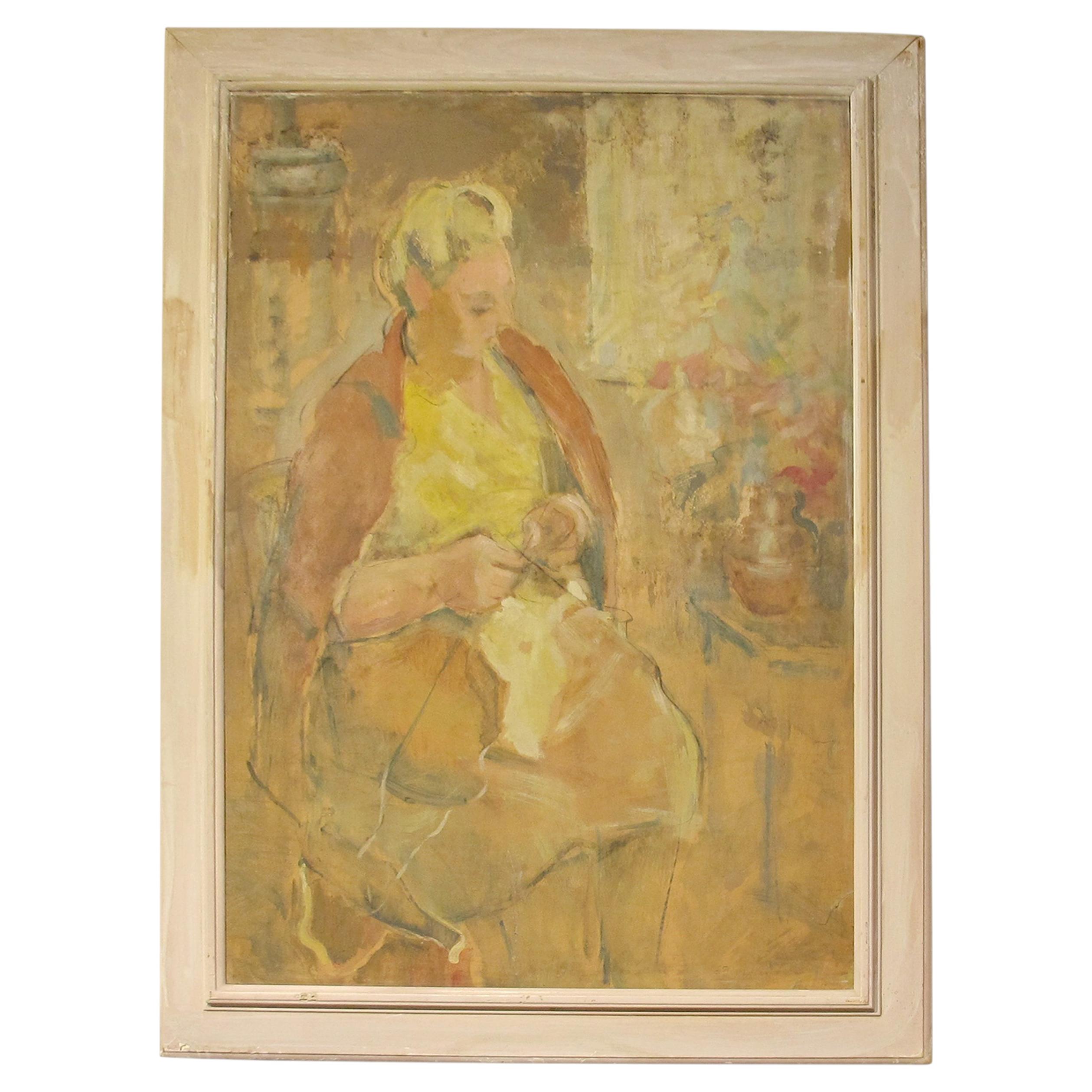 Early 20th Century Oil Painting of a Woman, Continental