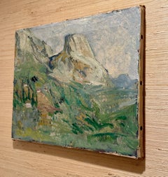 Pintura al óleo de principios del siglo XX sobre un paisaje costero de Groenlandia