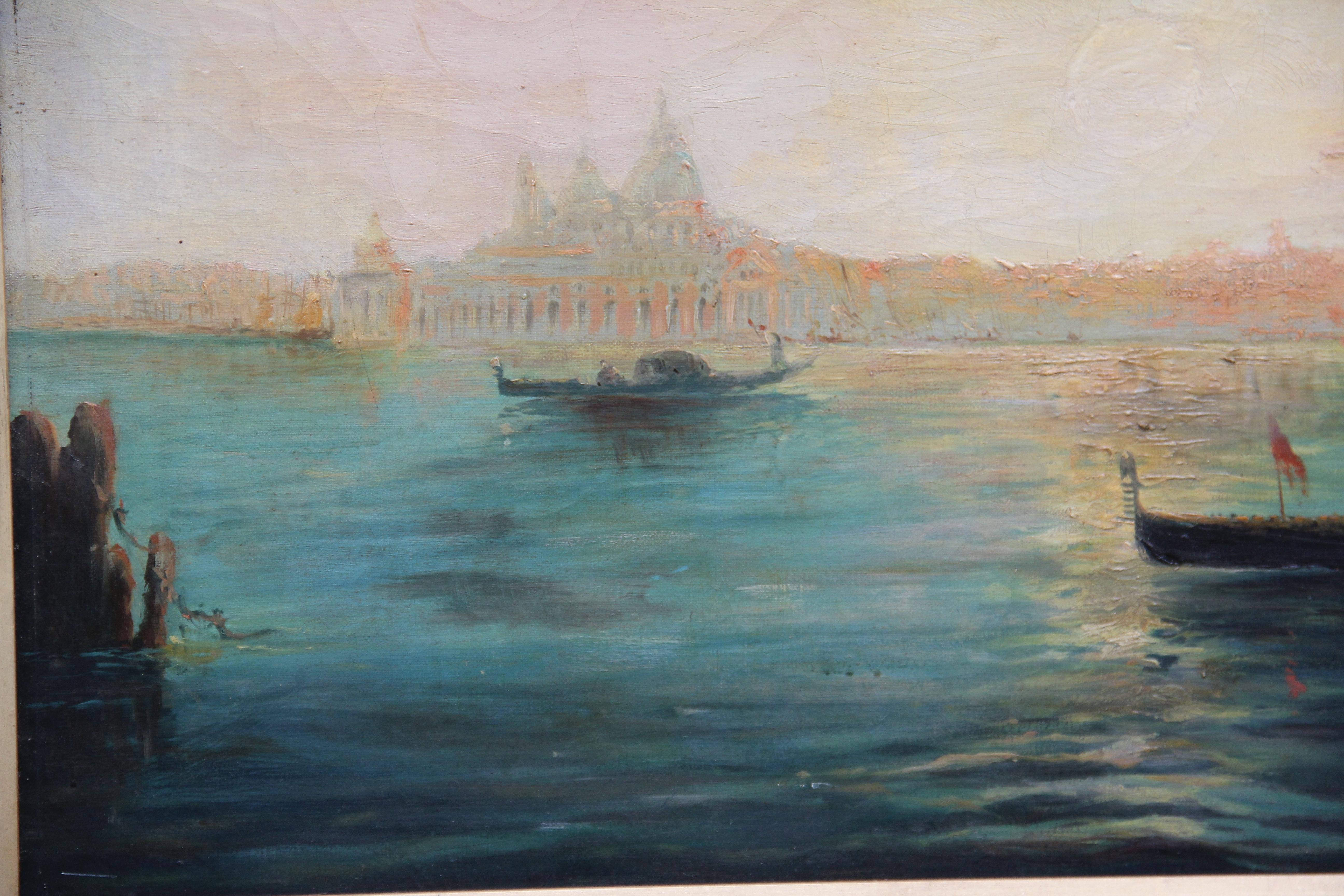 Early 20th Century Oil Painting of the Venetian Lagoon In Good Condition For Sale In Martlesham, GB