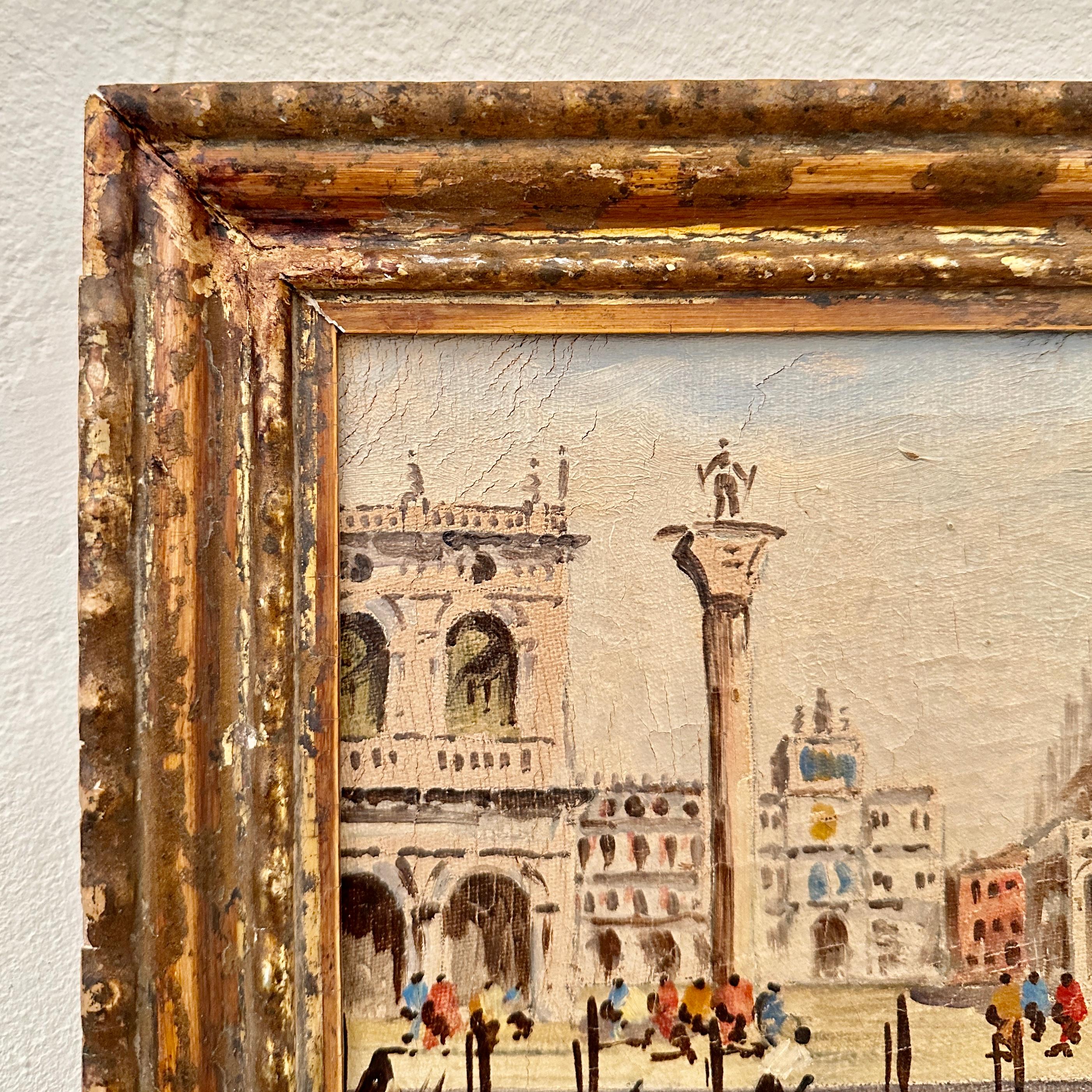 Early 20th Century Oil Painting of Venice in a 18th Century gilded Frame, 1904 2