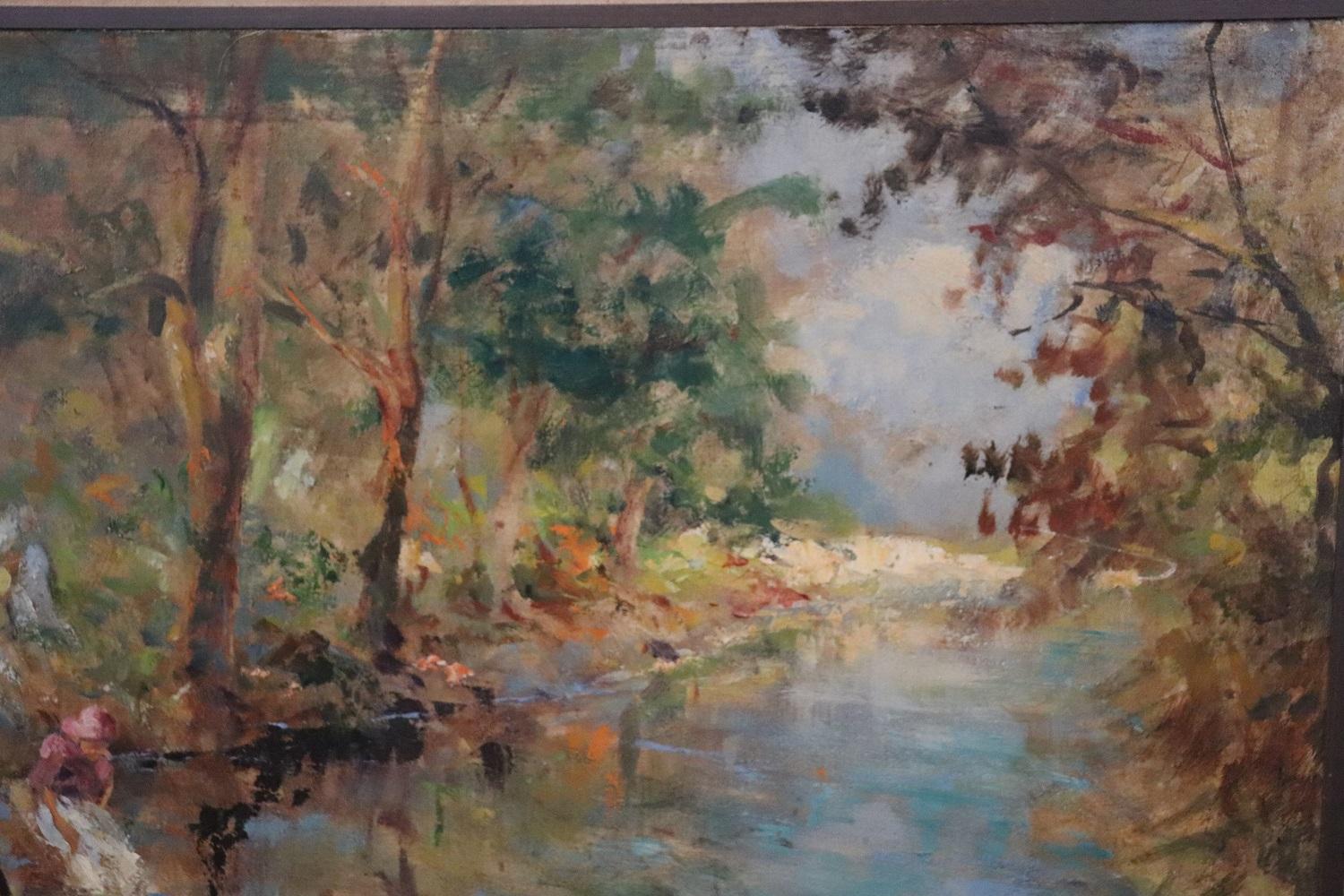 Early 20th Century Oil Painting on Board by Achille Bozzato, Italian Artist In Excellent Condition In Casale Monferrato, IT