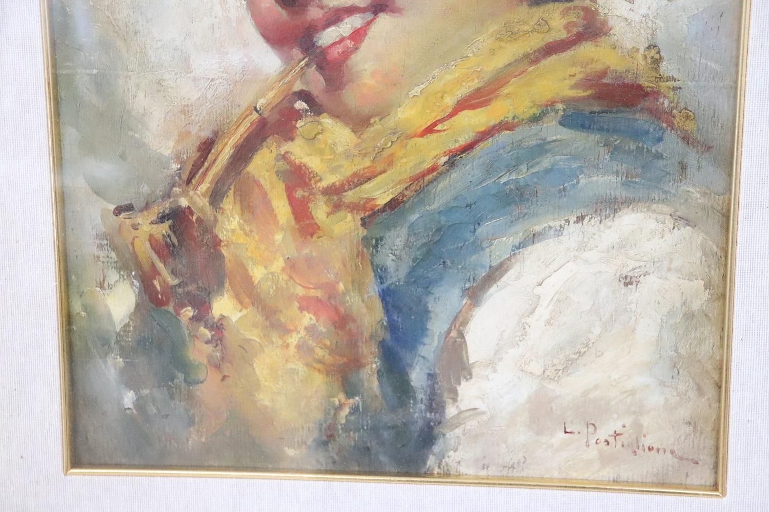 Early 20th Century Oil Painting on Board by Luca Postiglione, Italian Artist In Excellent Condition For Sale In Casale Monferrato, IT