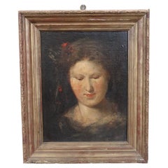 Early 20th Century Oil Painting on Board Portrait of Girl