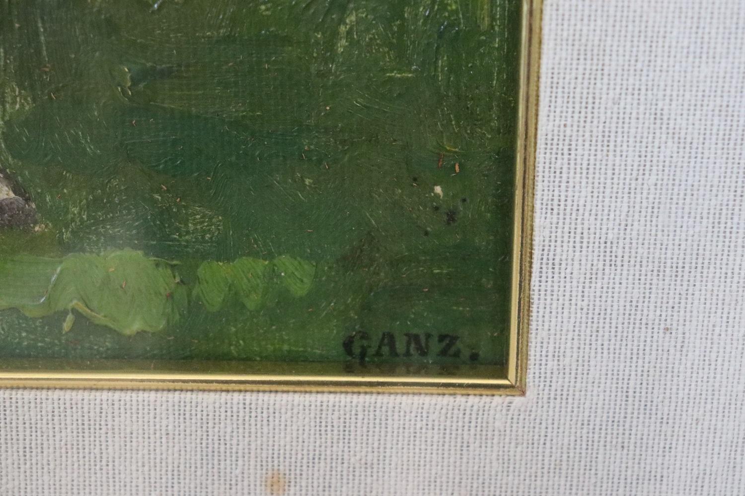 Belgian Early 20th Century Oil Painting on Board, White Horse, Signed by Edwin Ganz  For Sale