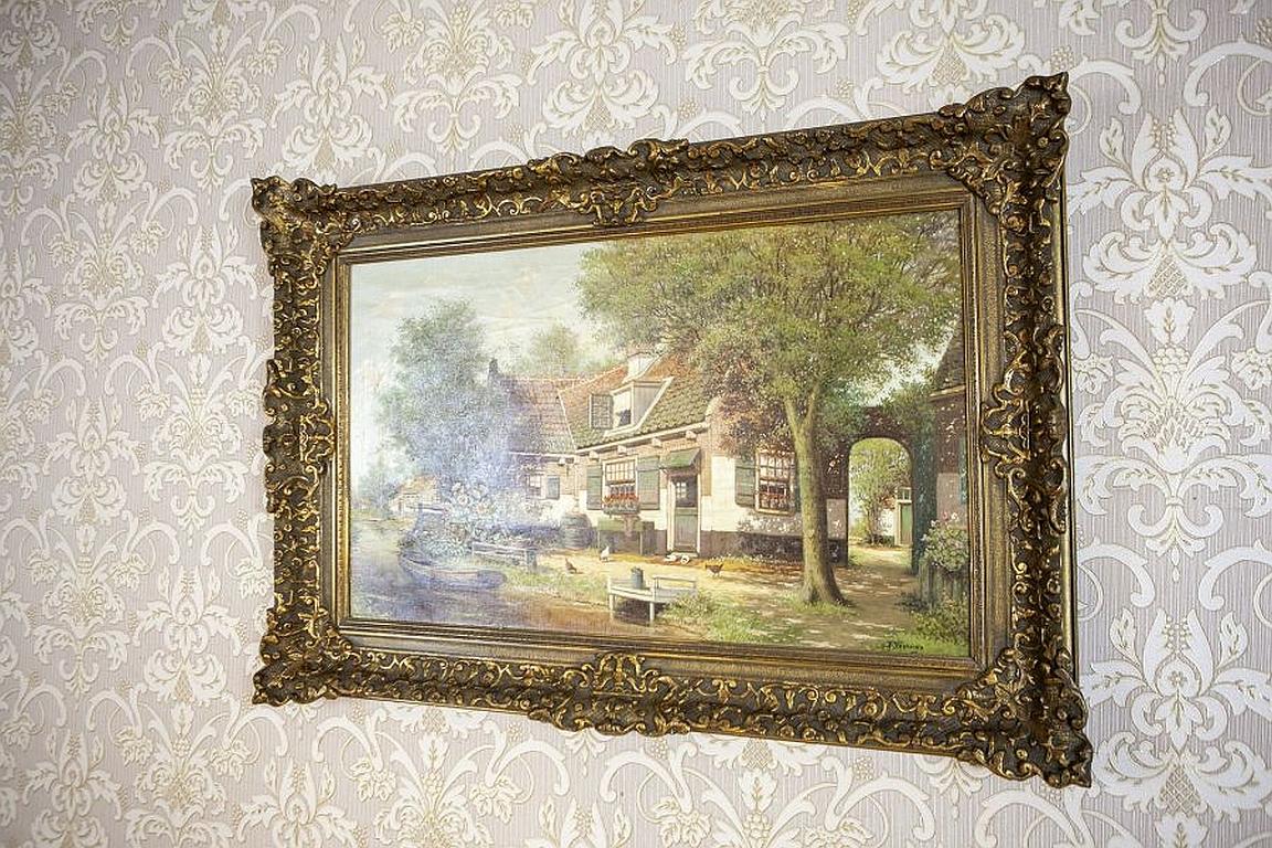 Néerlandais Peinture à l'huile sur toile du début du 20e siècle par H. Veeninga en vente