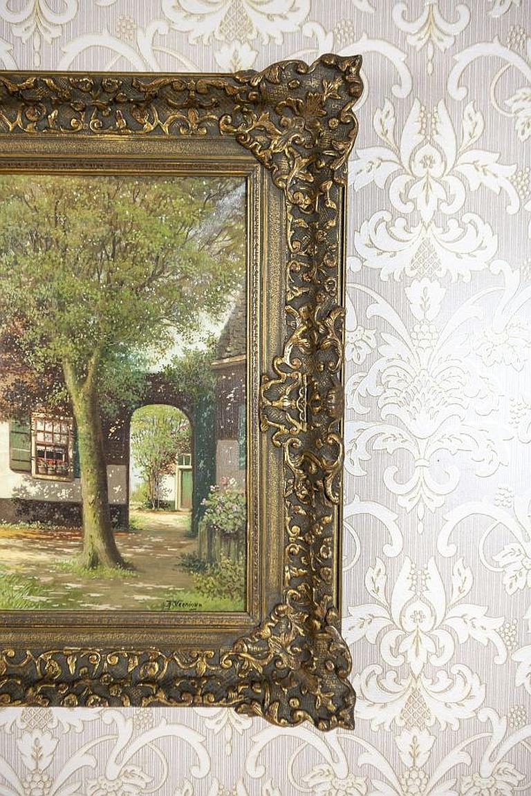 Early-20th Century Oil Painting on Canvas by H. Veeninga For Sale 1