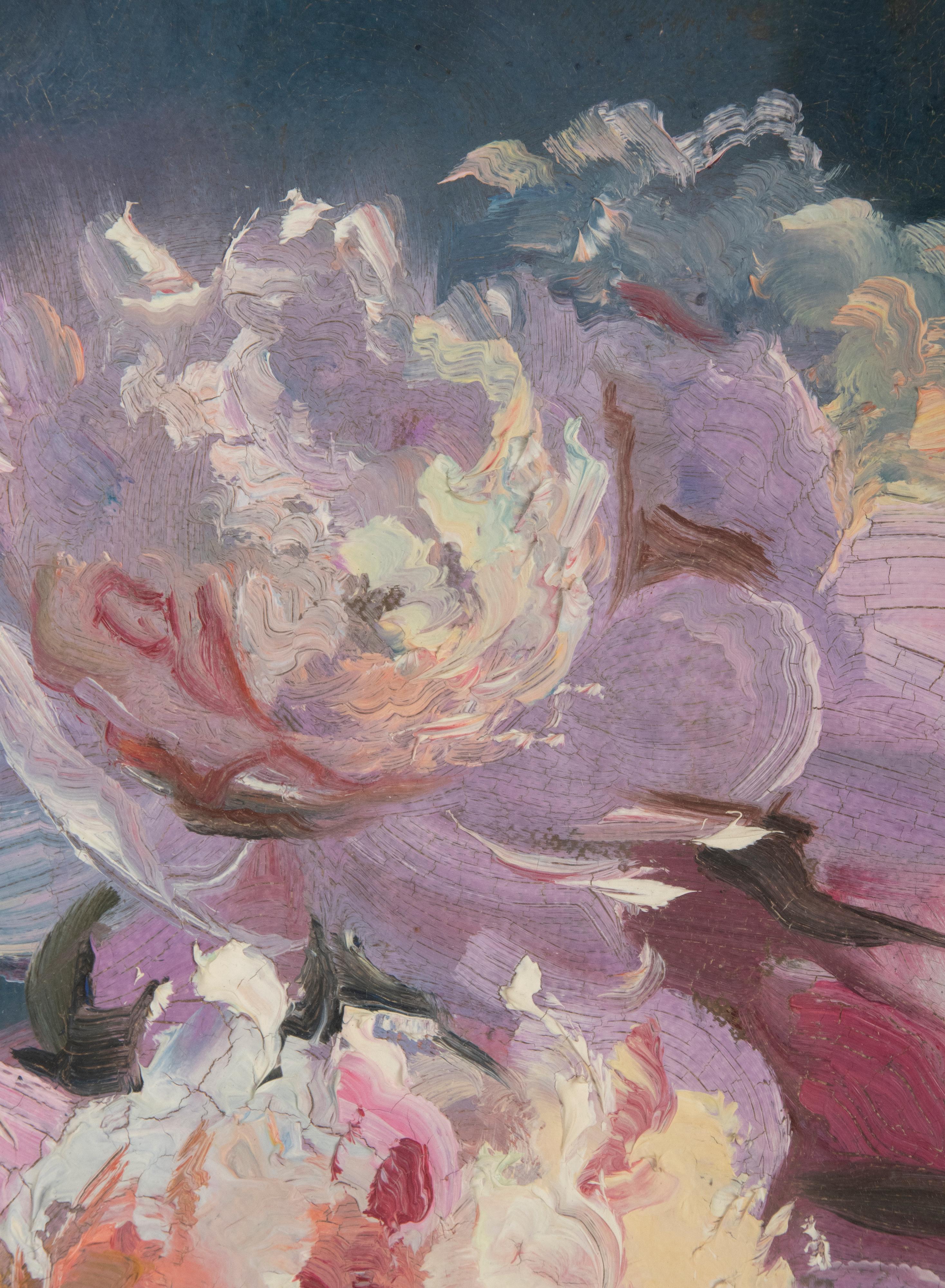 Peinture à l'huile sur toile du début du 20e siècle, Nature morte de fleur, signée en vente 2